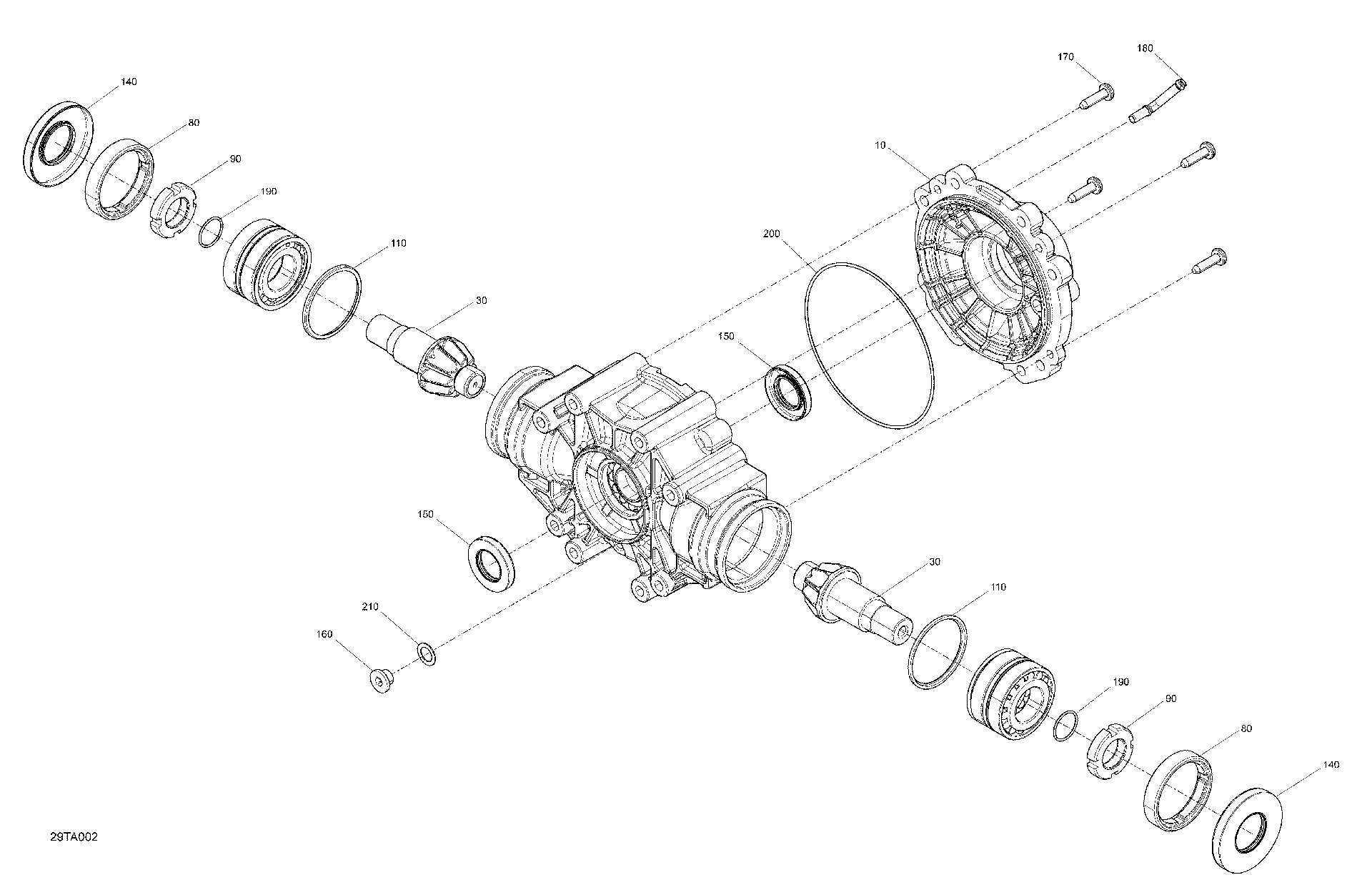 An Image of a Genuine Can-Am Parts Schematic Diagram showing the schematic - DRIVE - REAR SECTION - MIDDLE DRIVE UNIT