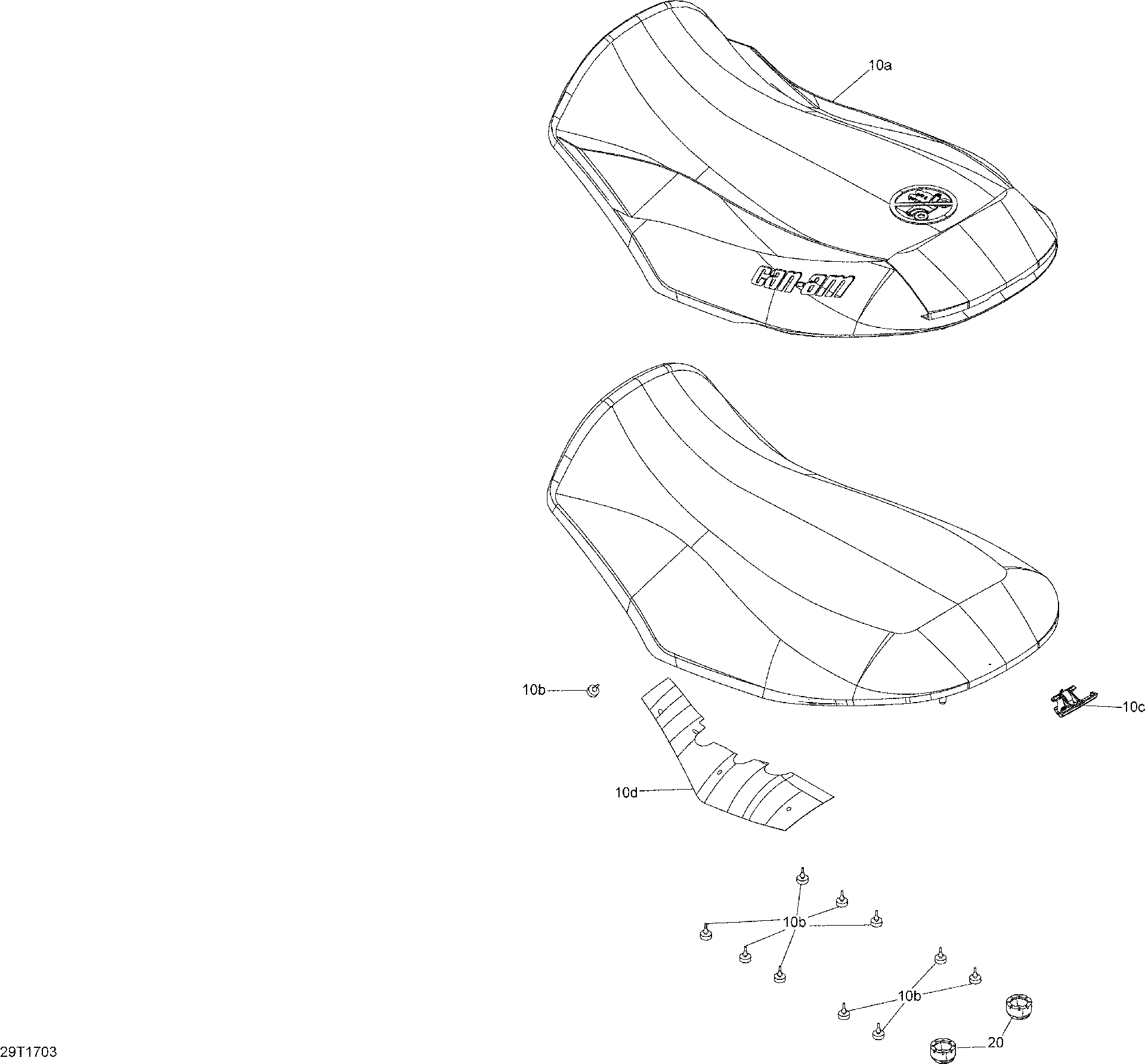 An Image of a Genuine Can-Am Parts Schematic Diagram showing the schematic - SEAT - ALL MODELS