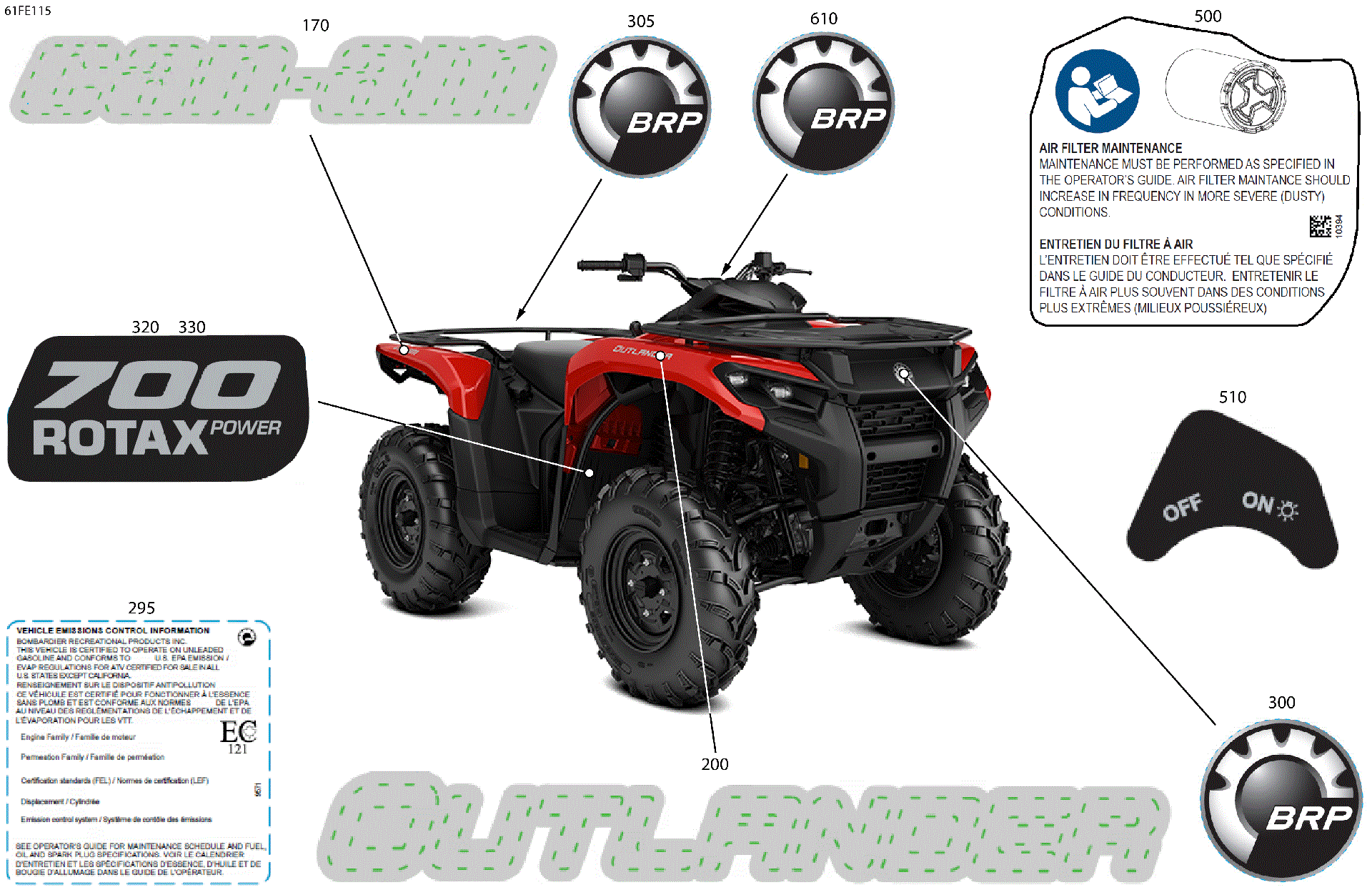 An Image of a Genuine Can-Am Parts Schematic Diagram showing the schematic - BODY - FEATURE DECALS