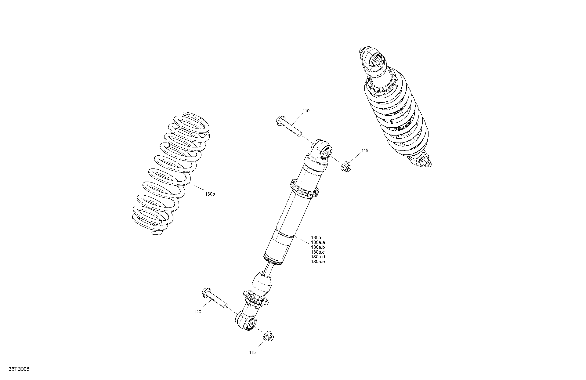 An Image of a Genuine Can-Am Parts Schematic Diagram showing the schematic - SUSPENSION - FRONT SHOCKS