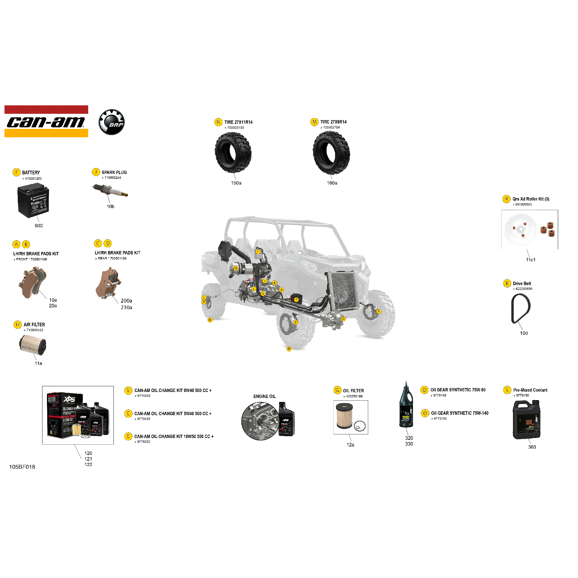 An Image of a Genuine Can-Am Parts Schematic Diagram showing the schematic - SERVICE - MAINTENANCE PARTS & FLUIDS