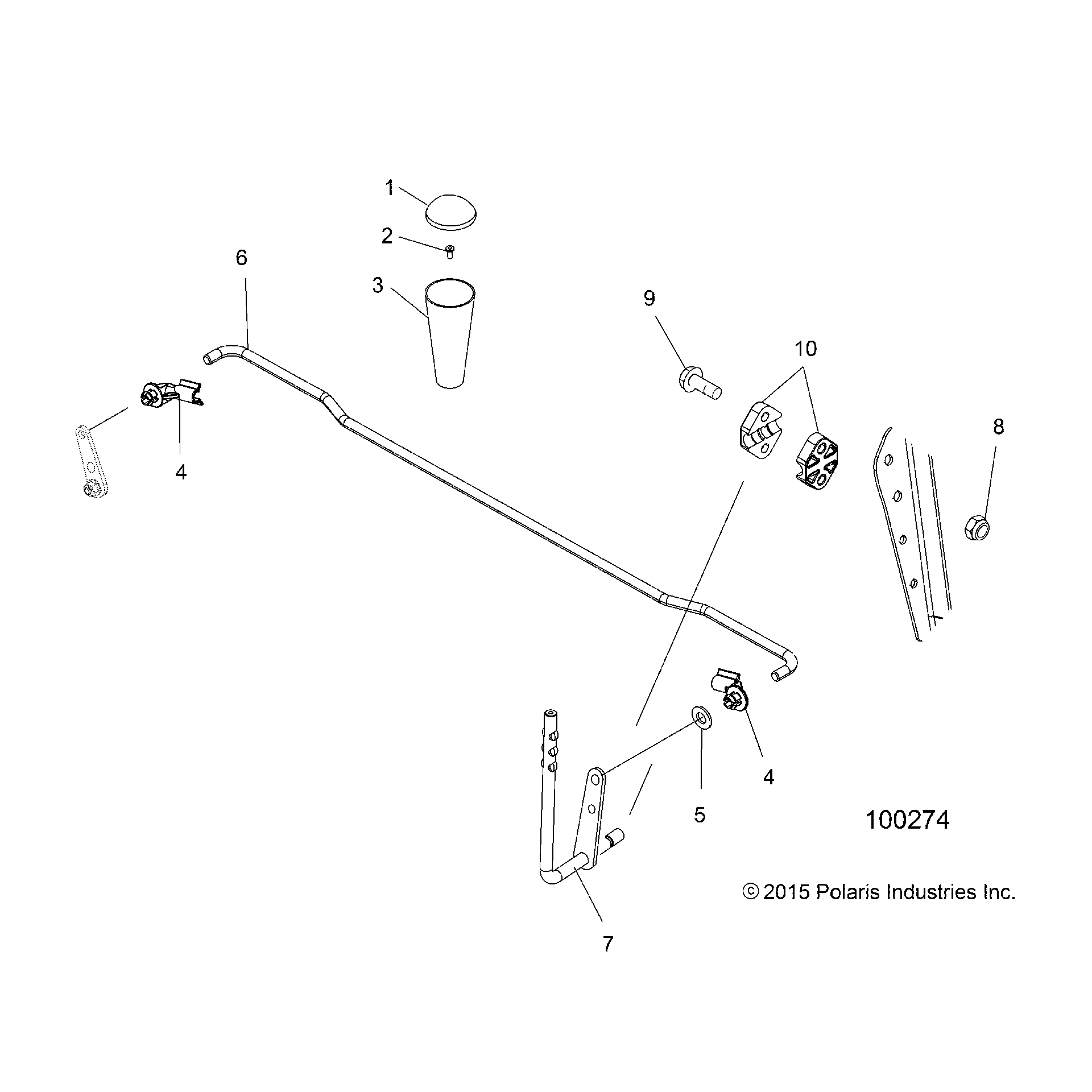 An Image of a Genuine Polaris Parts Schematic Diagram showing the schematic - DRIVE TRAIN: GEAR SELECTOR - 2016 POLARIS SPORTSMAN 570 EFI HD