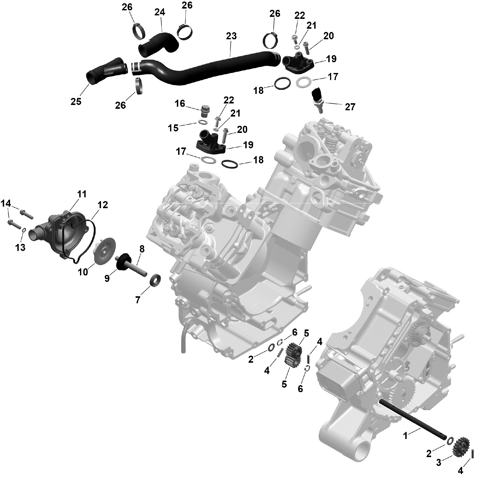 An Image of a Genuine Can-Am Parts Schematic Diagram showing the schematic - ROTAX - ENGINE COOLING