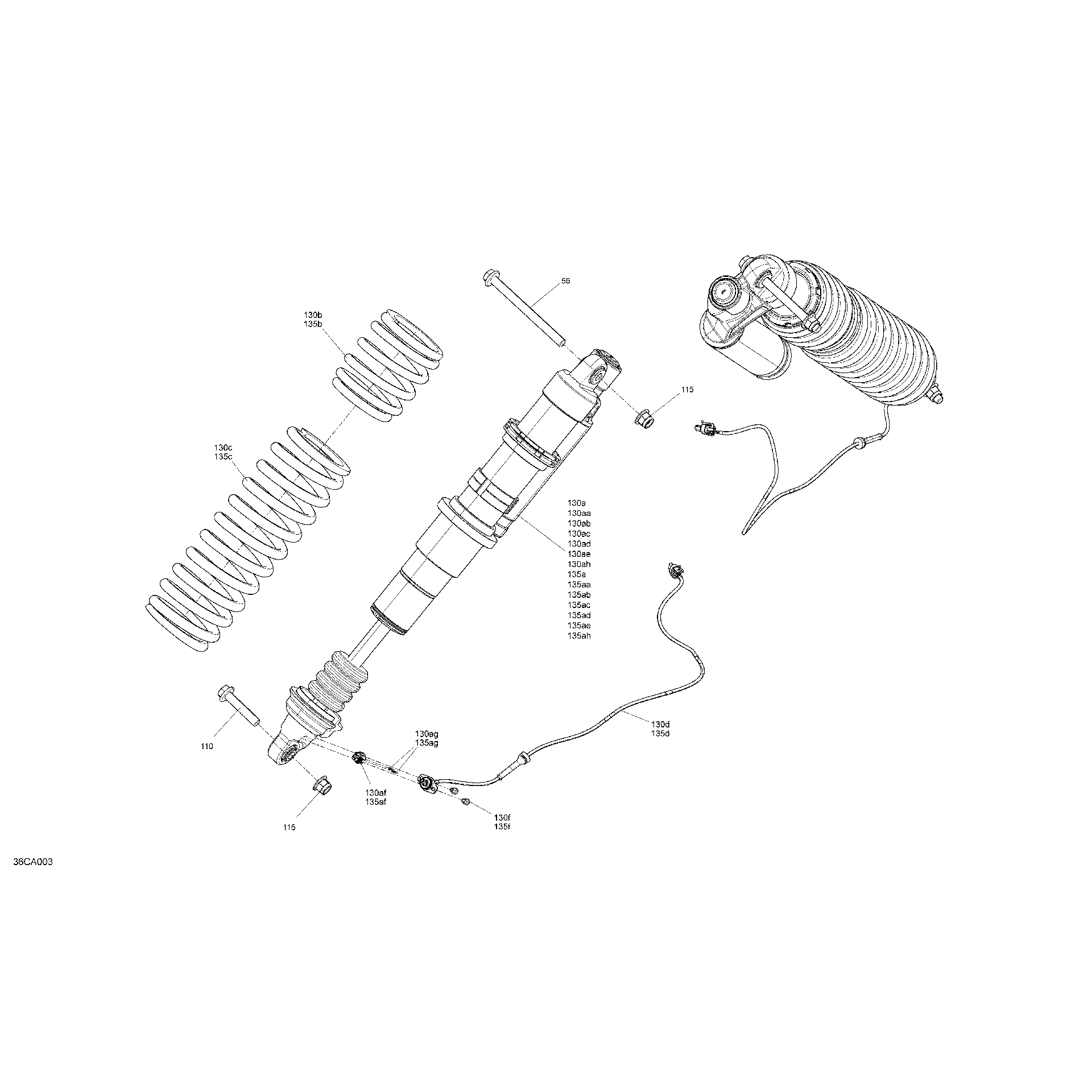 An Image of a Genuine Can-Am Parts Schematic Diagram showing the schematic - SUSPENSION - FRONT SHOCKS - X RS