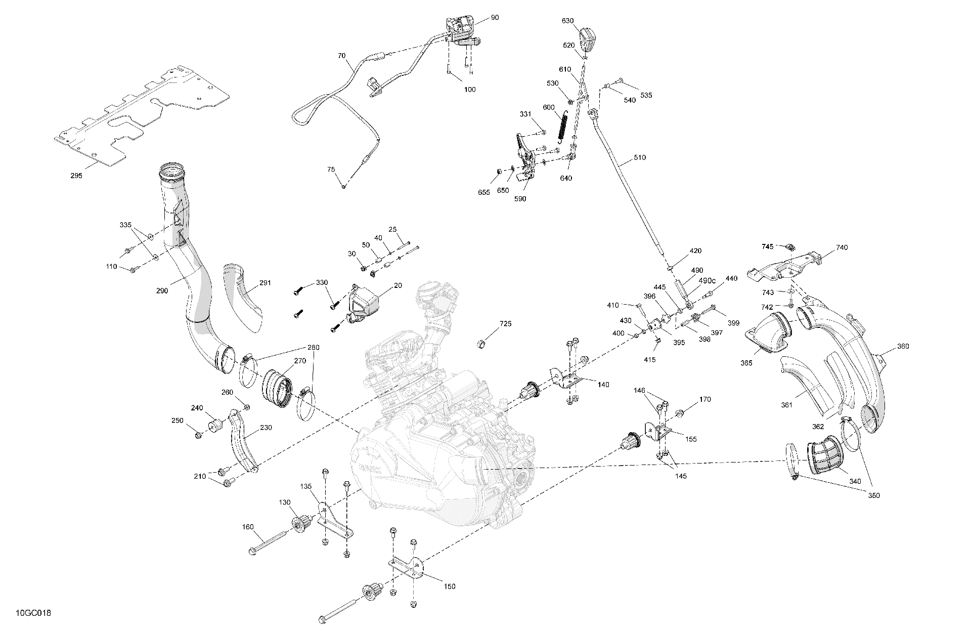 An Image of a Genuine Can-Am Parts Schematic Diagram showing the schematic - ENGINE - SYSTEM