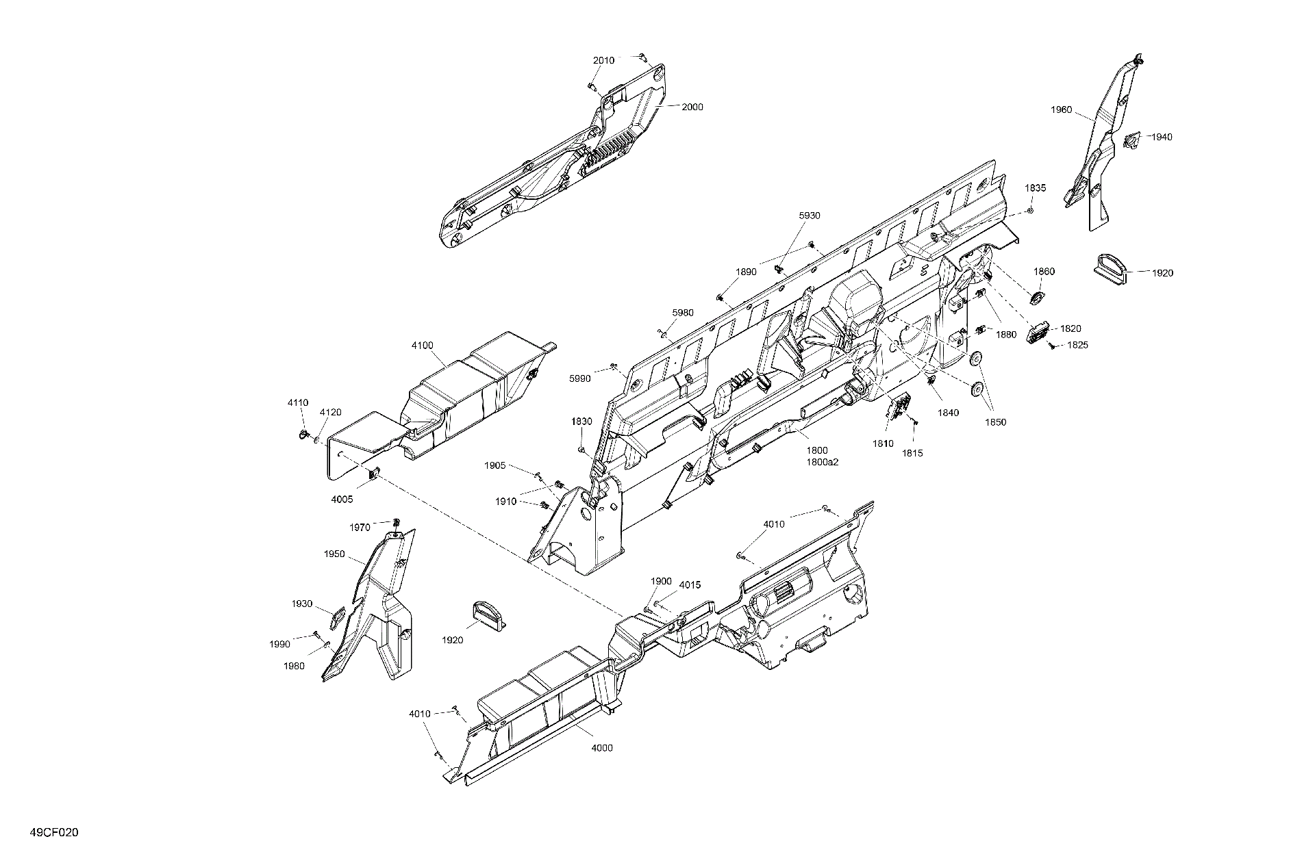 An Image of a Genuine Can-Am Parts Schematic Diagram showing the schematic - CAB INTERIOR - BACK WALL