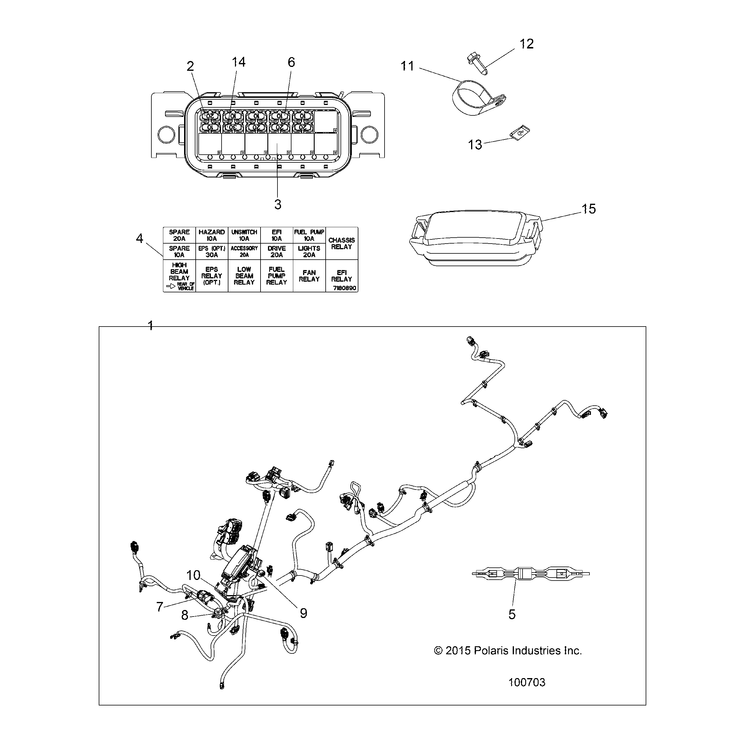An Image of a Genuine Polaris Parts Schematic Diagram showing the schematic - ELECTRICAL: HARNESS - 2018 POLARIS SPORTSMAN 570 EFI UTE