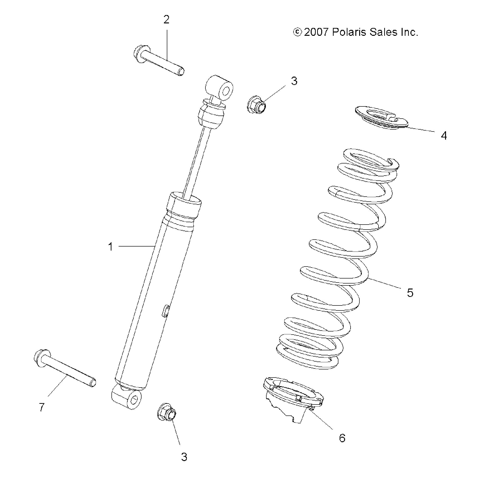 An Image of a Genuine Polaris Parts Schematic Diagram showing the schematic - SUSPENSION: SHOCK REAR - 2017 POLARIS SPORTSMAN TOURING 850 SP