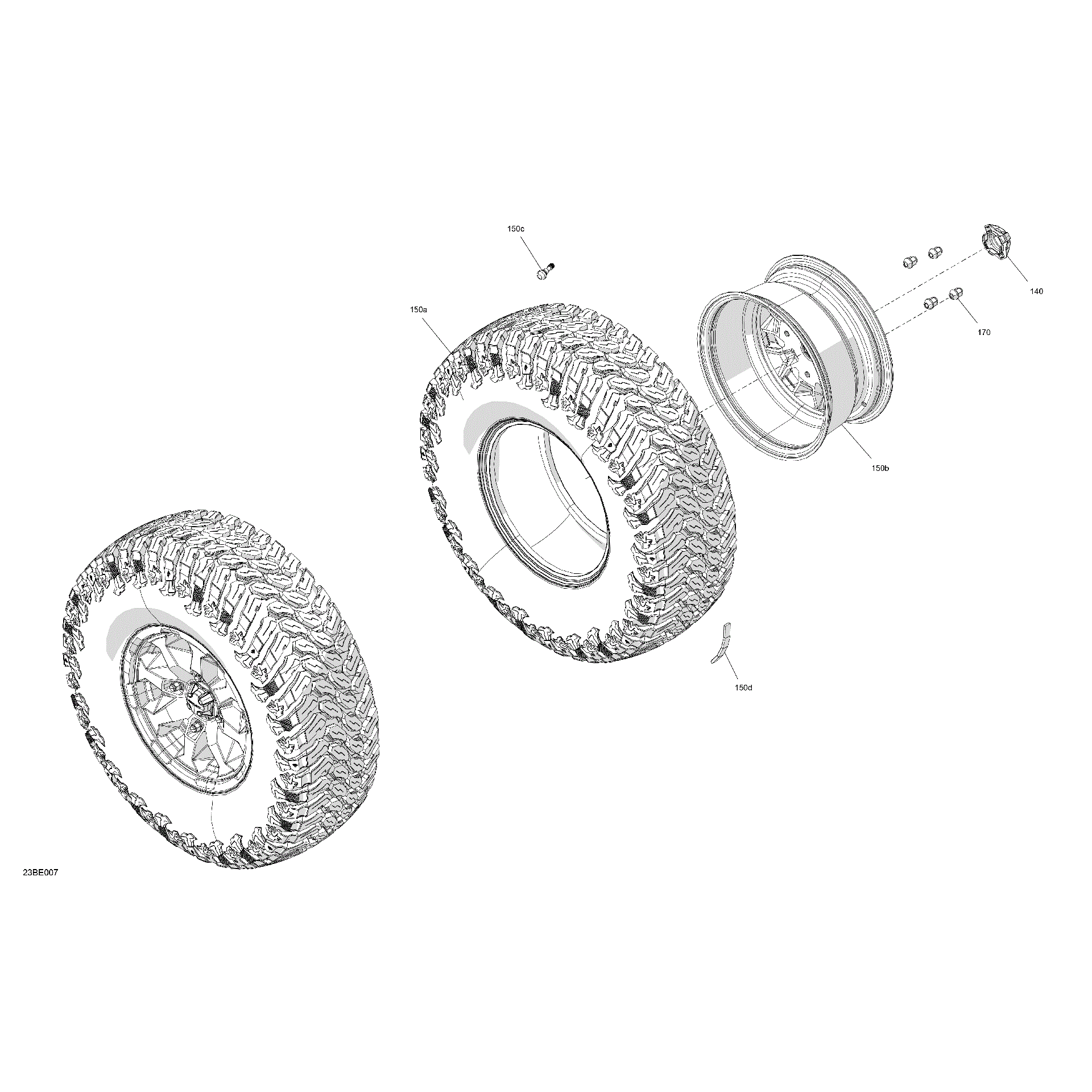 An Image of a Genuine Can-Am Parts Schematic Diagram showing the schematic - DRIVE - REAR WHEELS