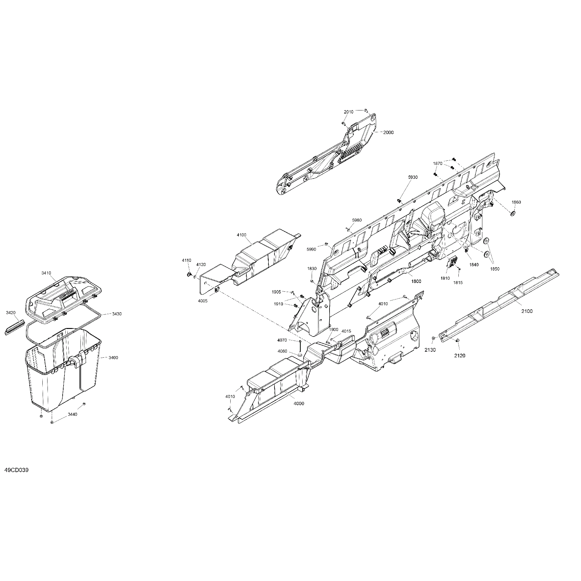An Image of a Genuine Can-Am Parts Schematic Diagram showing the schematic - CAB INTERIOR - BACK WALL