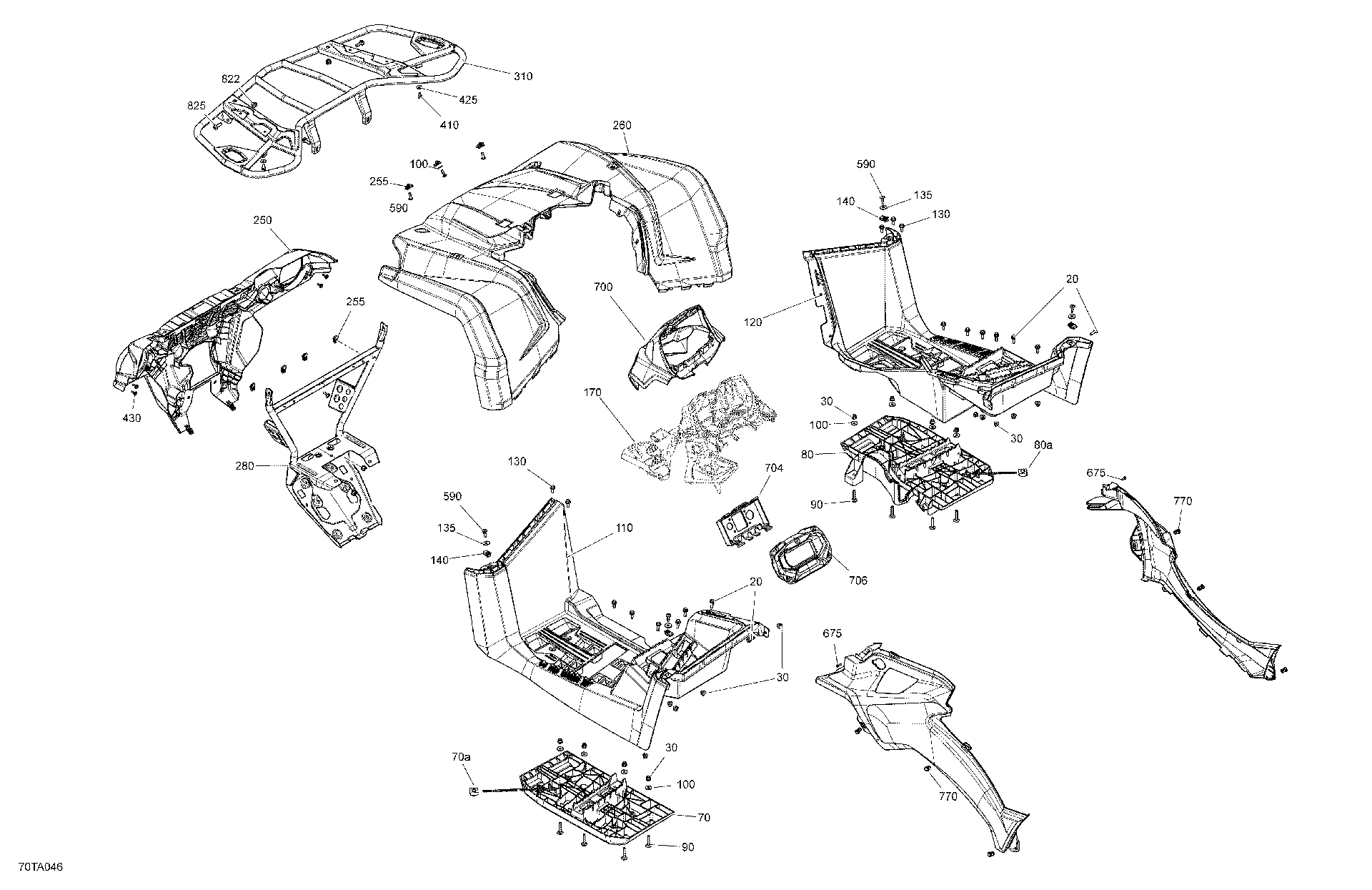 An Image of a Genuine Can-Am Parts Schematic Diagram showing the schematic - BODY - FRONT SECTION