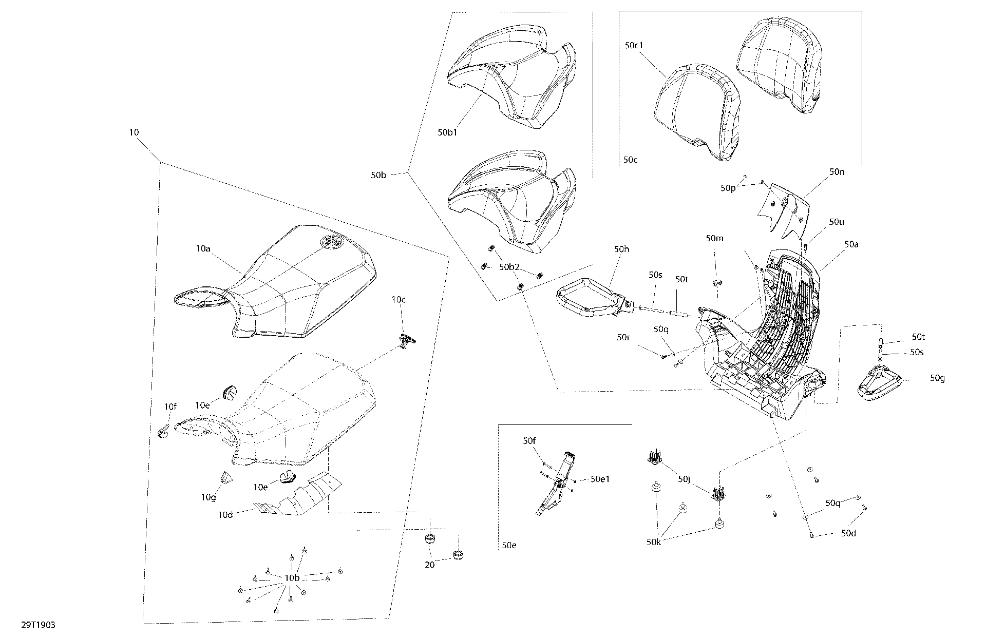 An Image of a Genuine Can-Am Parts Schematic Diagram showing the schematic - SEAT MAX - 6X6