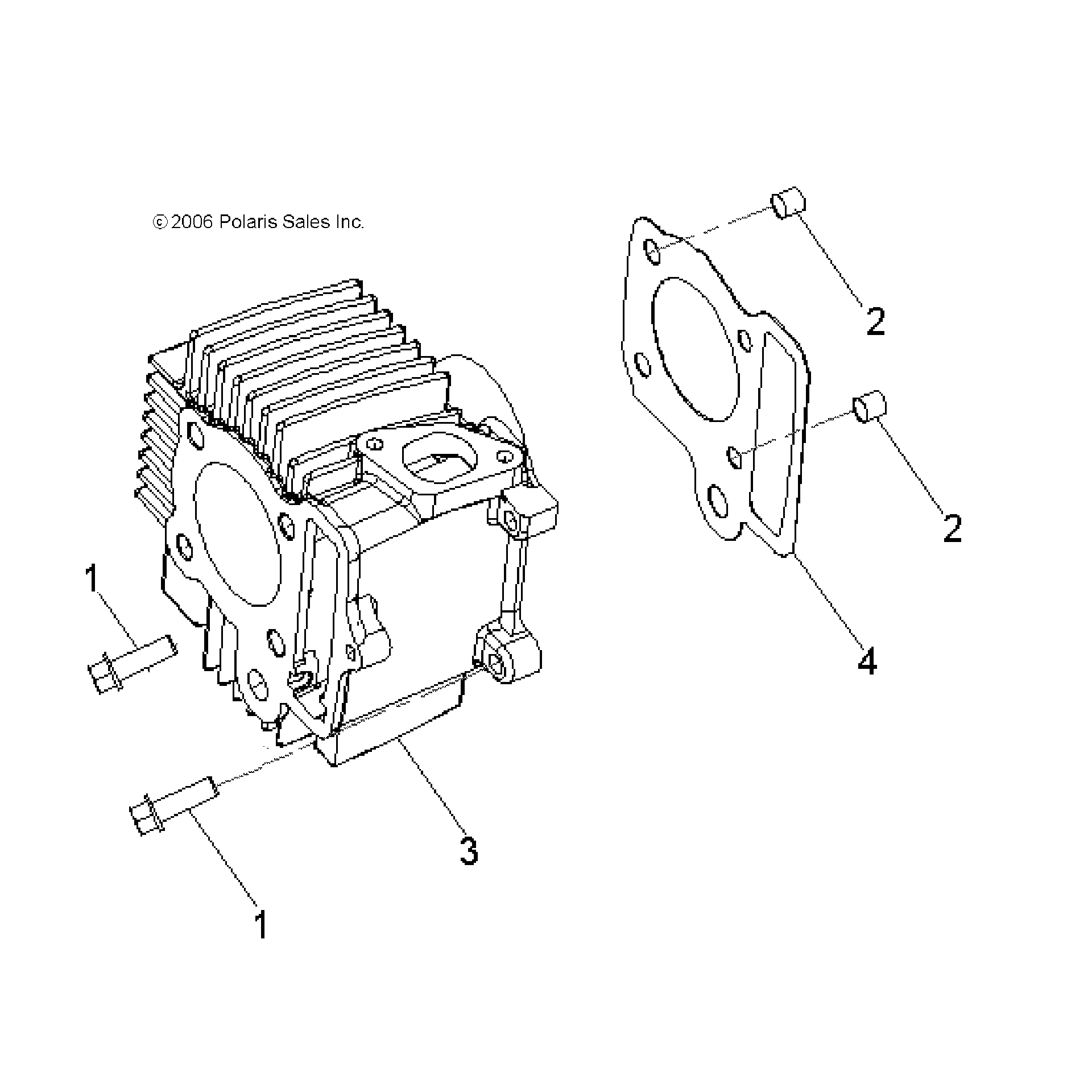 An Image of a Genuine Polaris Parts Schematic Diagram showing the schematic - ENGINE: CYLINDER - 2026 POLARIS OUTLAW 110
