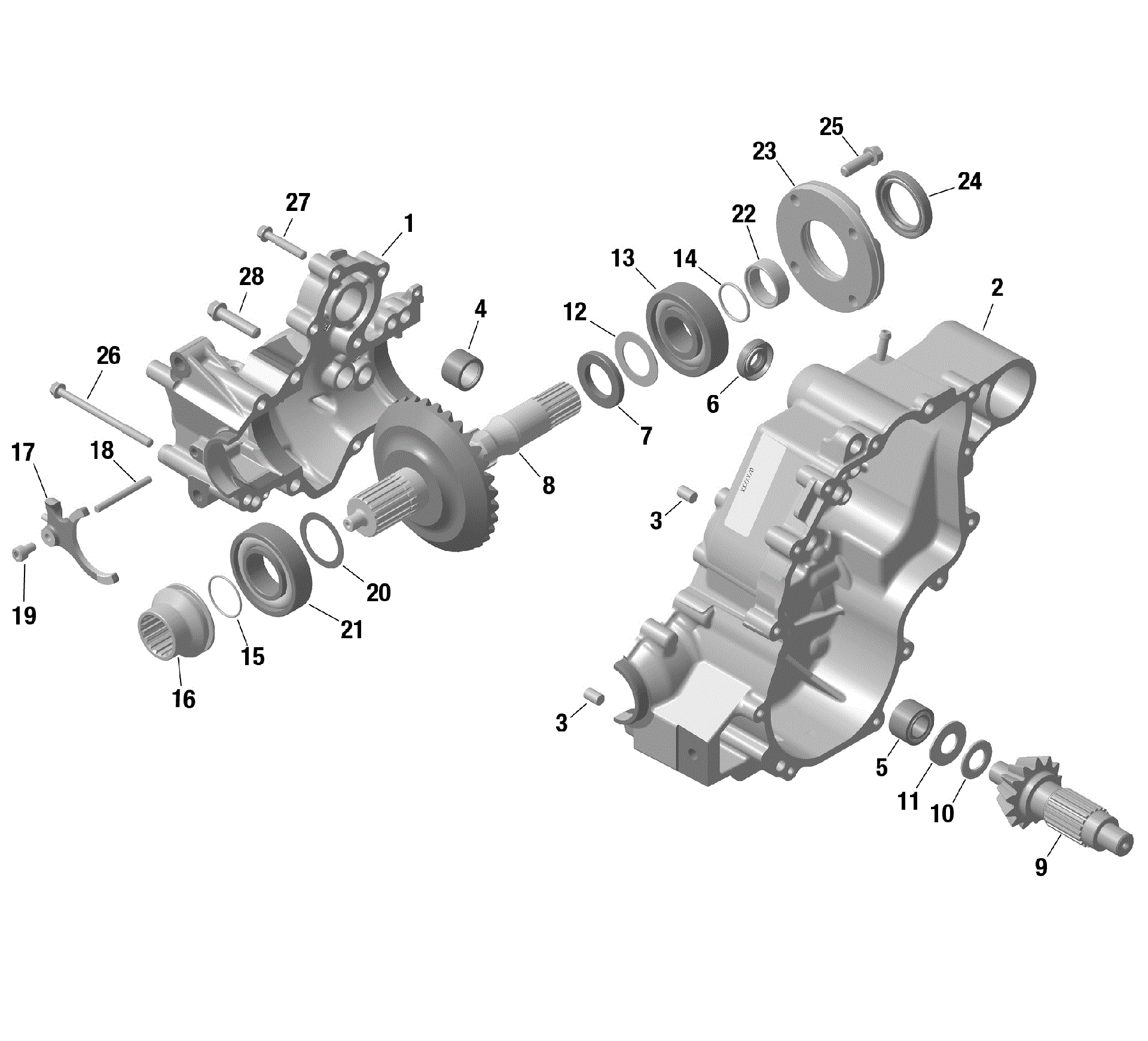 An Image of a Genuine Can-Am Parts Schematic Diagram showing the schematic - ROTAX - GEARBOX 1