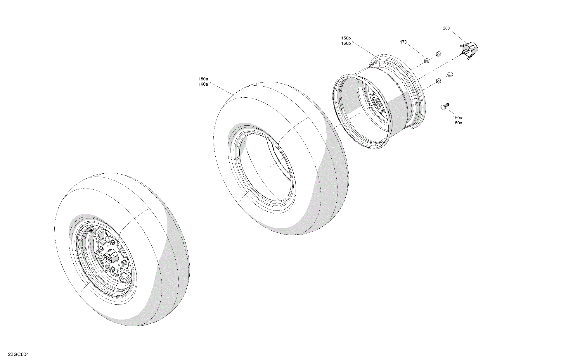 An Image of a Genuine Can-Am Parts Schematic Diagram showing the schematic - DRIVE - REAR WHEELS