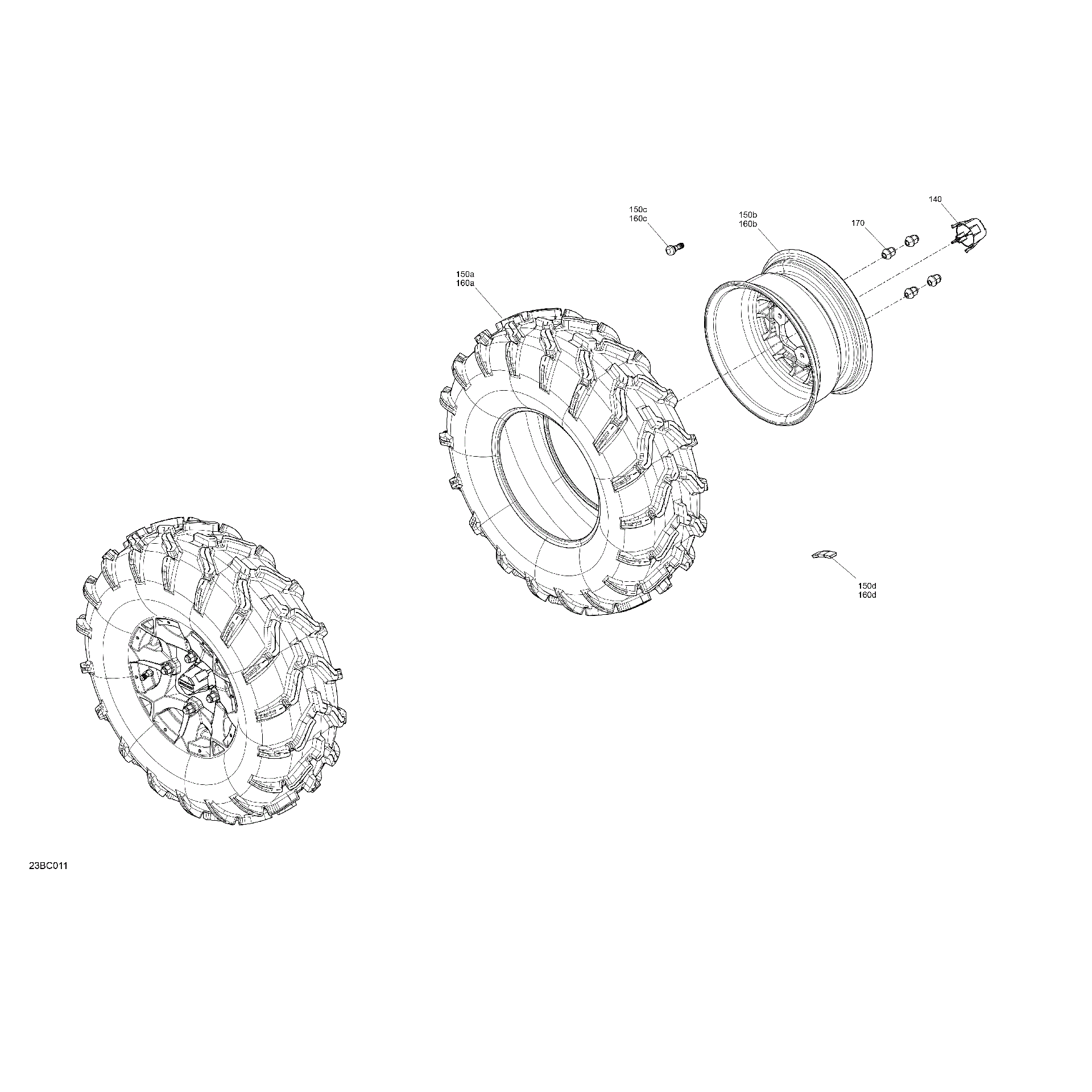 An Image of a Genuine Can-Am Parts Schematic Diagram showing the schematic - DRIVE - REAR WHEELS