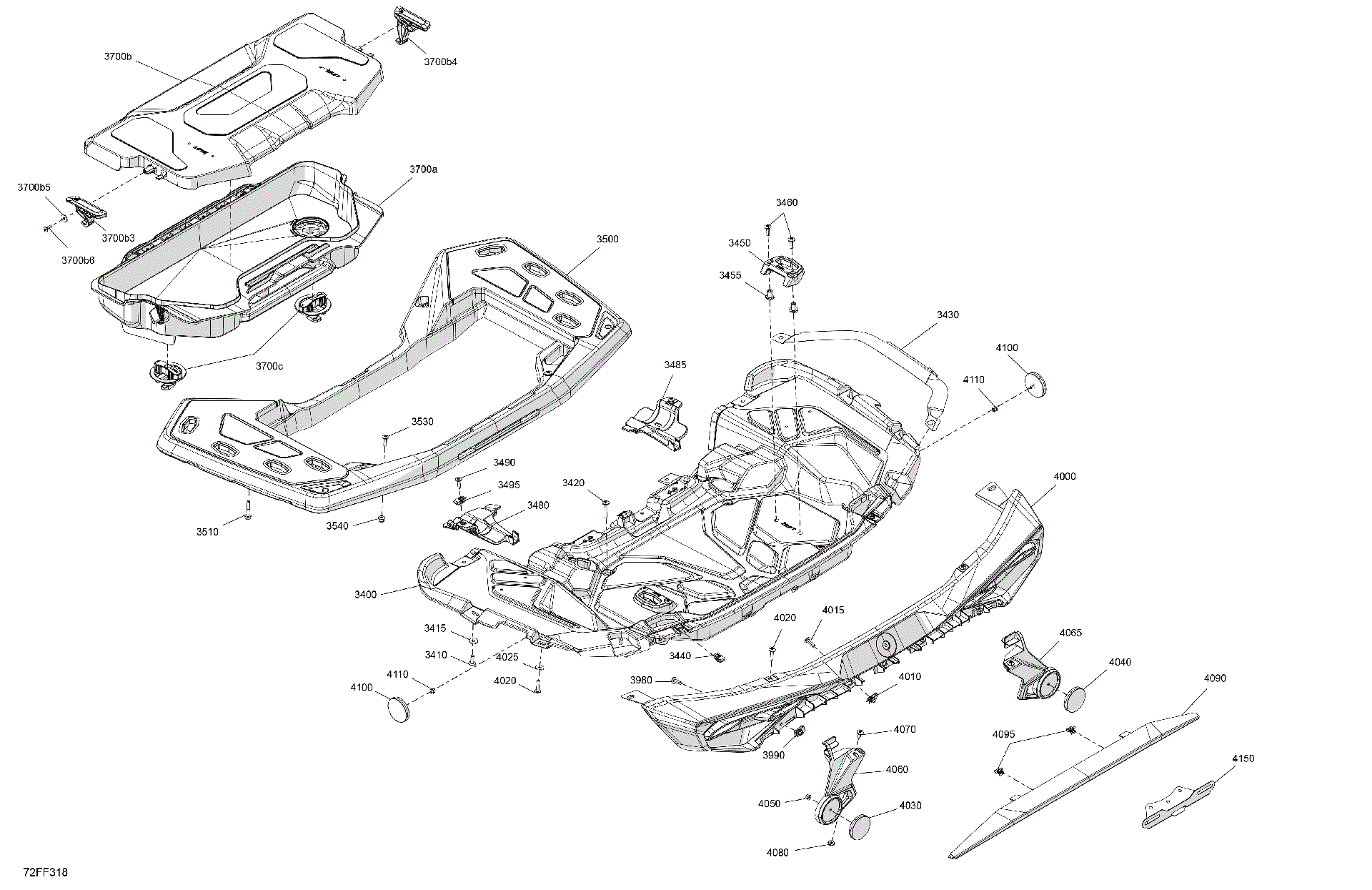 An Image of a Genuine Can-Am Parts Schematic Diagram showing the schematic - BODY - REAR SECTION