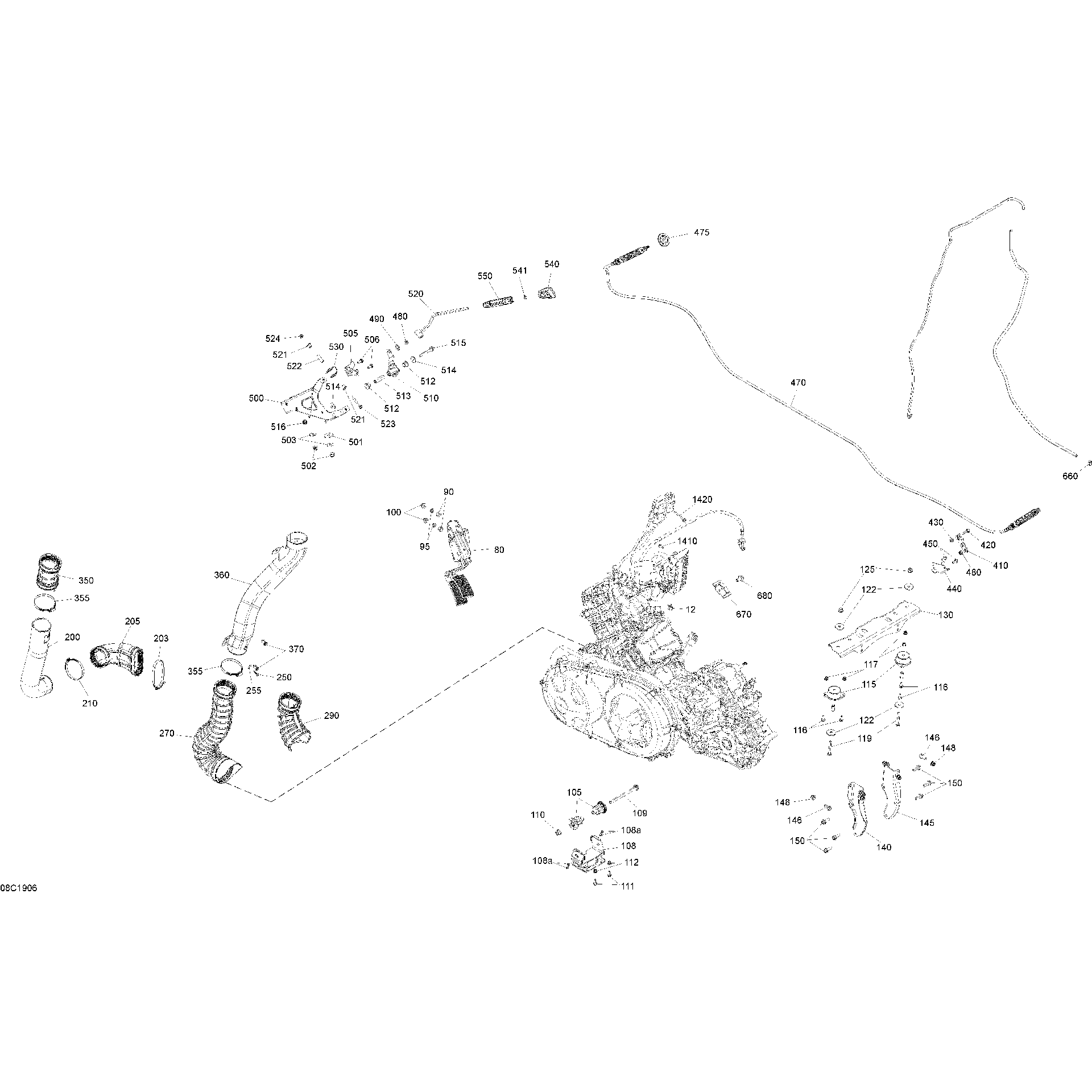 An Image of a Genuine Can-Am Parts Schematic Diagram showing the schematic - ENGINE - X MR