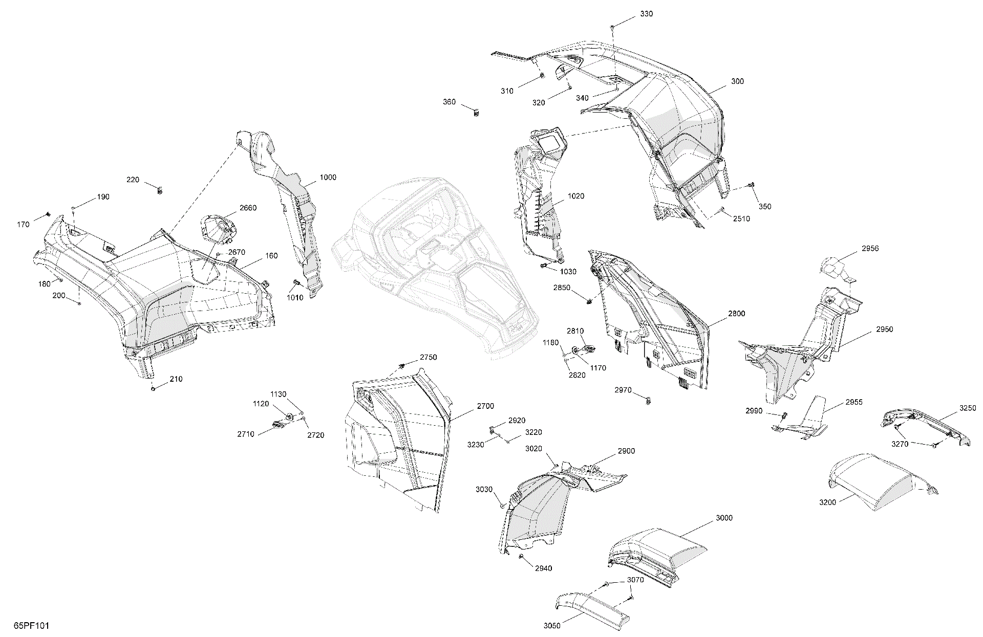 An Image of a Genuine Can-Am Parts Schematic Diagram showing the schematic - BODY - FENDER KIT
