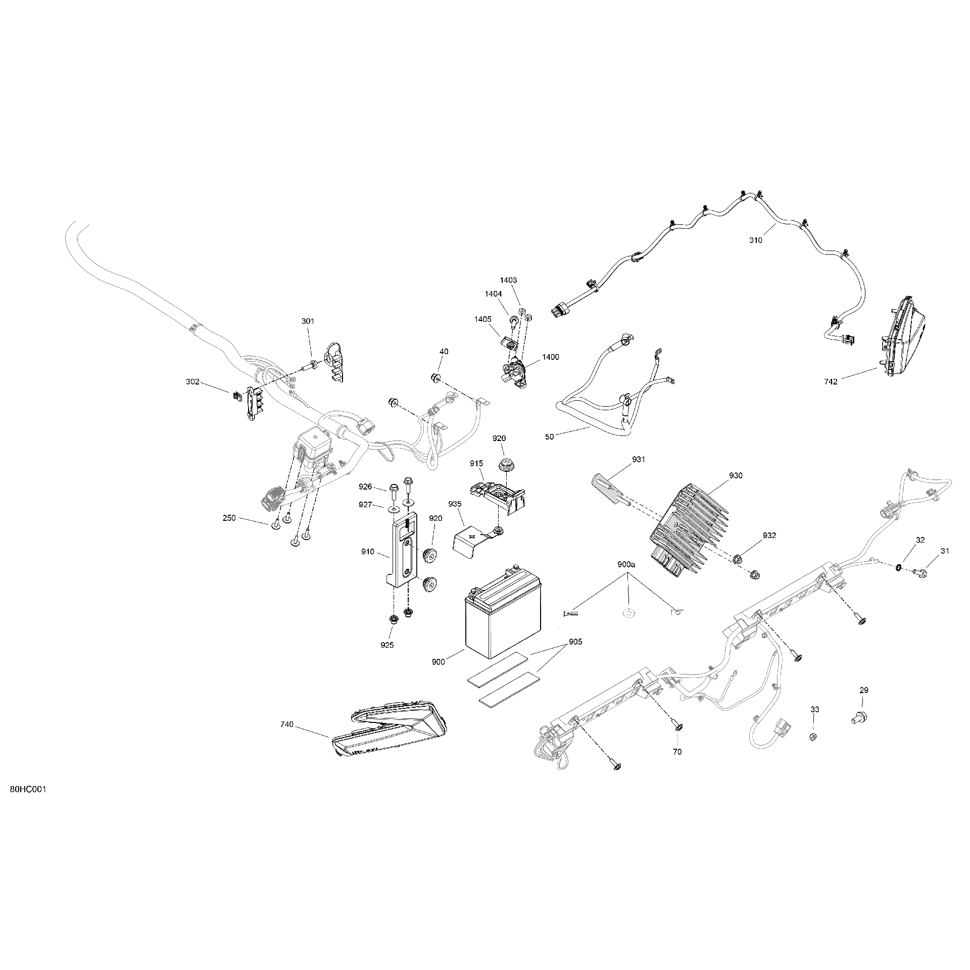 An Image of a Genuine Can-Am Parts Schematic Diagram showing the schematic - ELECTRIC - REAR SECTION
