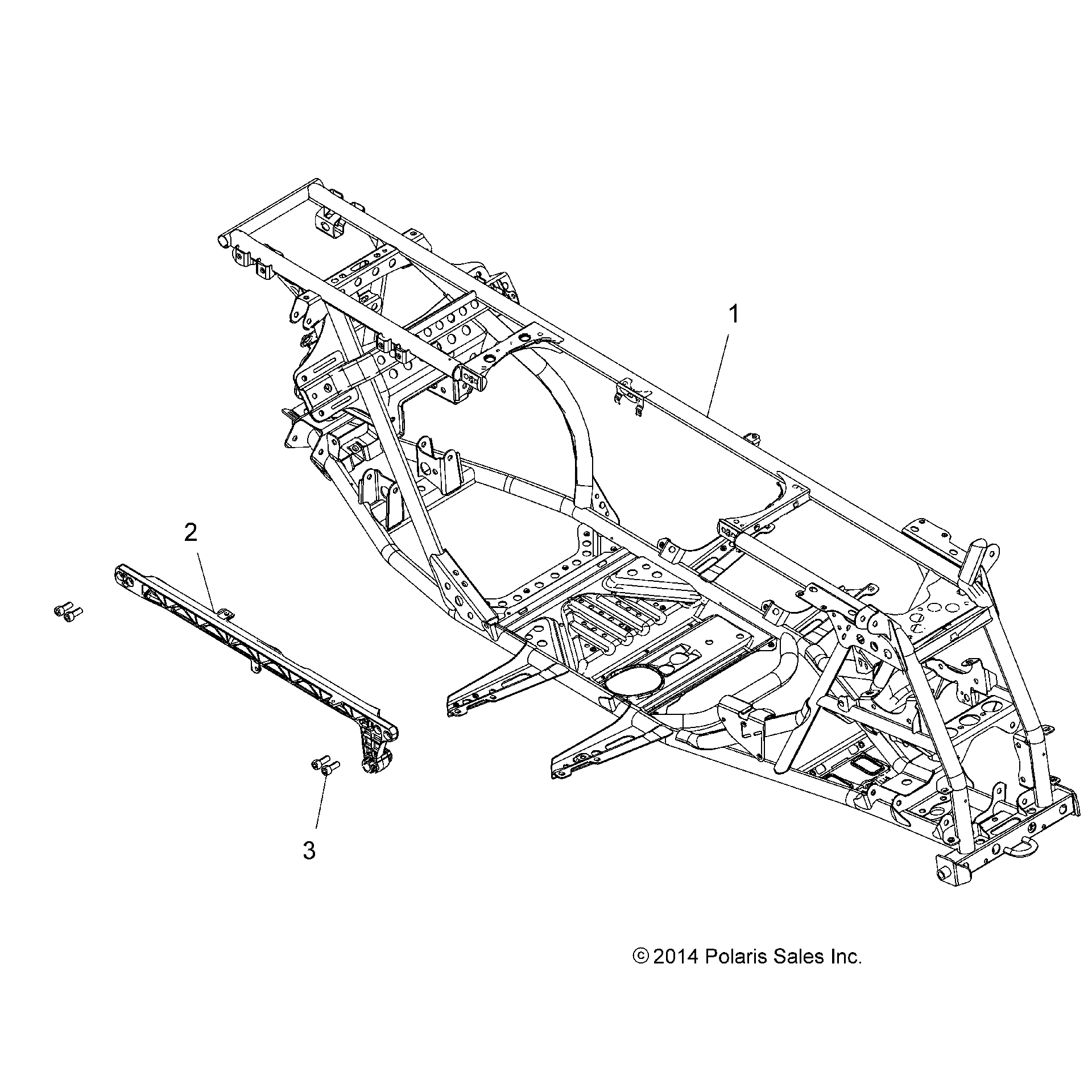 An Image of a Genuine Polaris Parts Schematic Diagram showing the schematic - CHASSIS: MAIN FRAME - 2016 POLARIS SPORTSMAN TOURING 850 SP