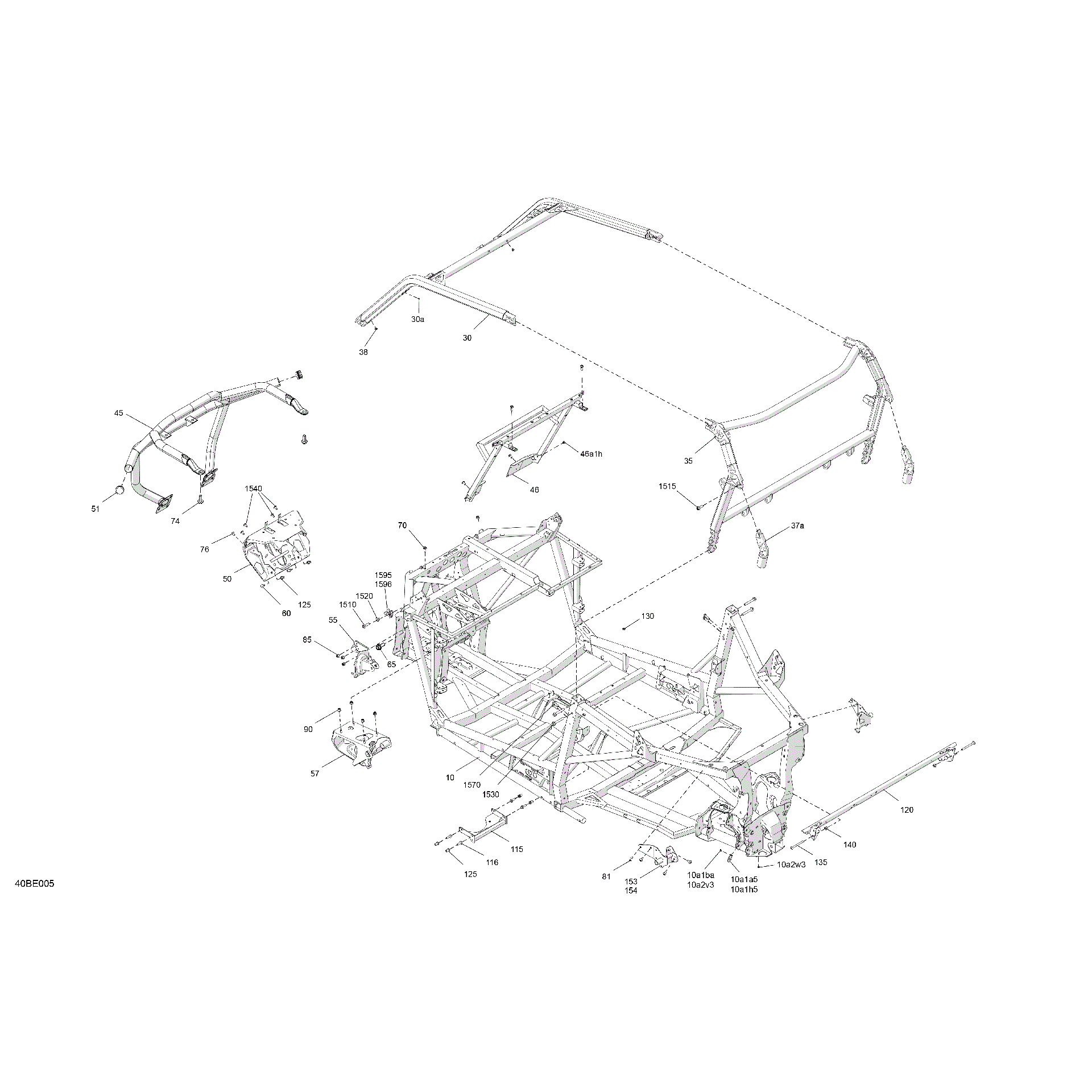 An Image of a Genuine Can-Am Parts Schematic Diagram showing the schematic - FRAME - SYSTEM