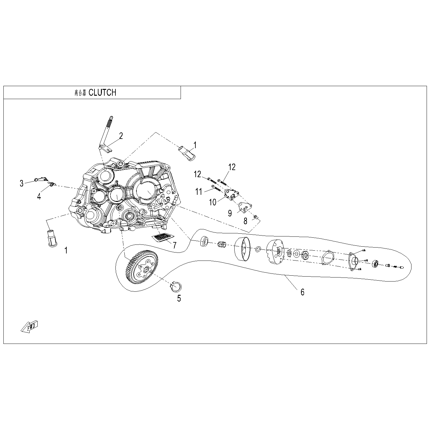 An Image of a genuine CFMOTO Parts Schematic Diagram showing the group - CLUTCH - 2024 CFMOTO CFORCE 110