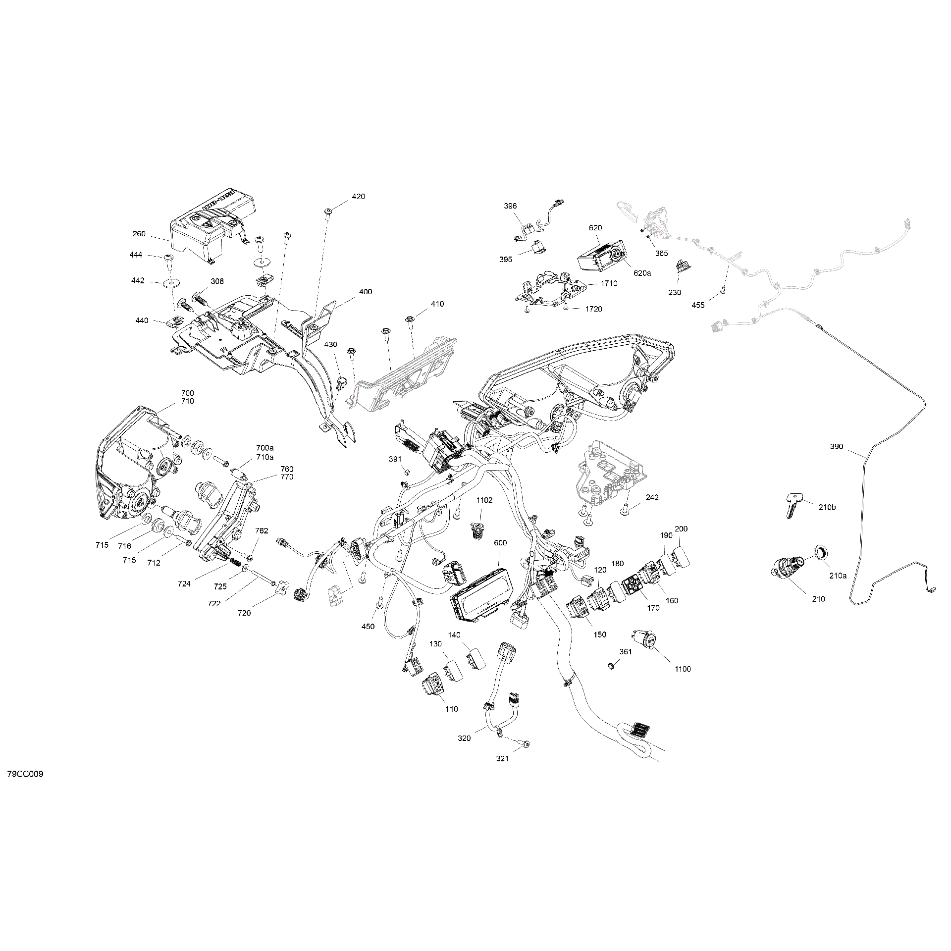 An Image of a Genuine Can-Am Parts Schematic Diagram showing the schematic - ELECTRIC - FRONT SECTION