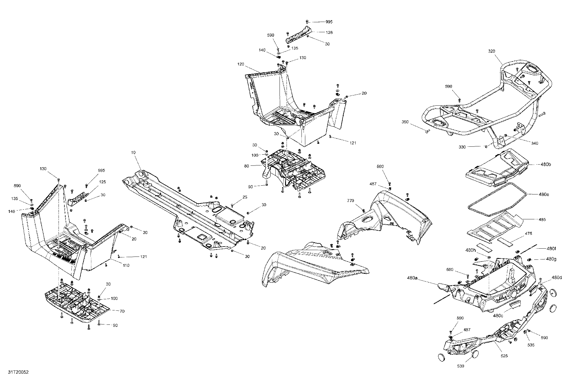 An Image of a Genuine Can-Am Parts Schematic Diagram showing the schematic - BODY - REAR SECTION
