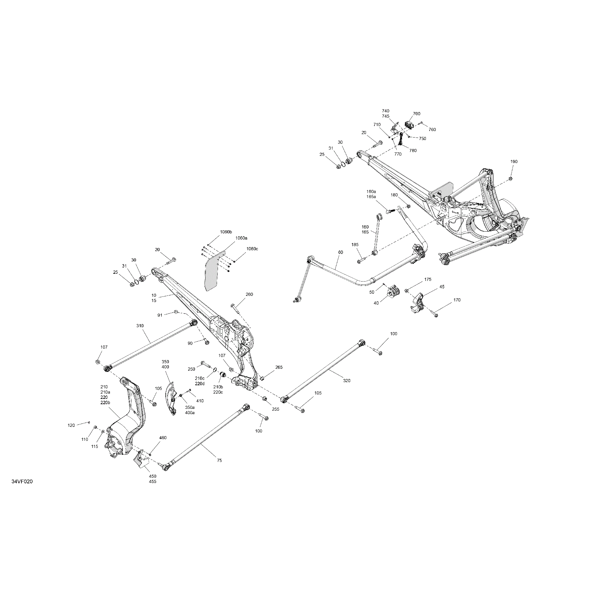 An Image of a Genuine Can-Am Parts Schematic Diagram showing the schematic - SUSPENSION - REAR COMPONENTS