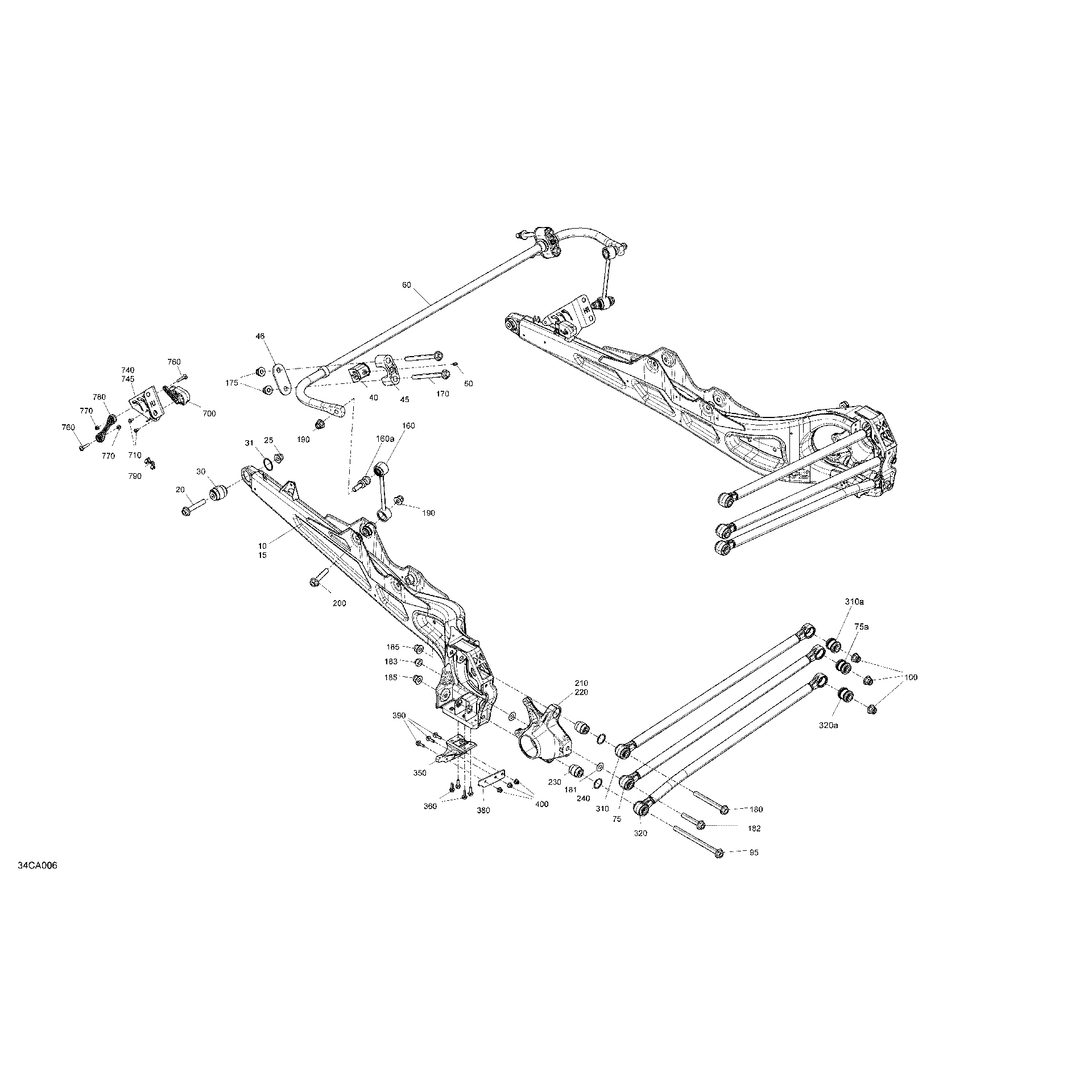 An Image of a Genuine Can-Am Parts Schematic Diagram showing the schematic - SUSPENSION - REAR - X RS WITH SMART-SHOX