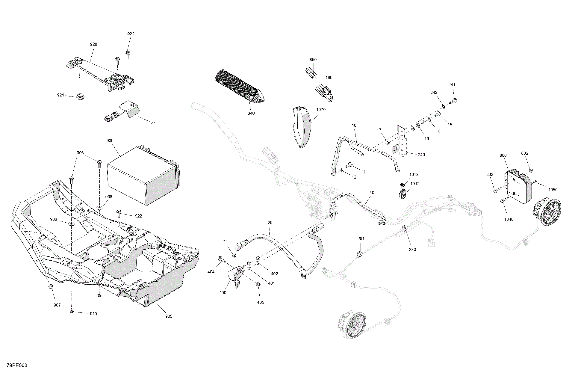 An Image of a Genuine Can-Am Parts Schematic Diagram showing the schematic - ELECTRIC - REAR SECTION