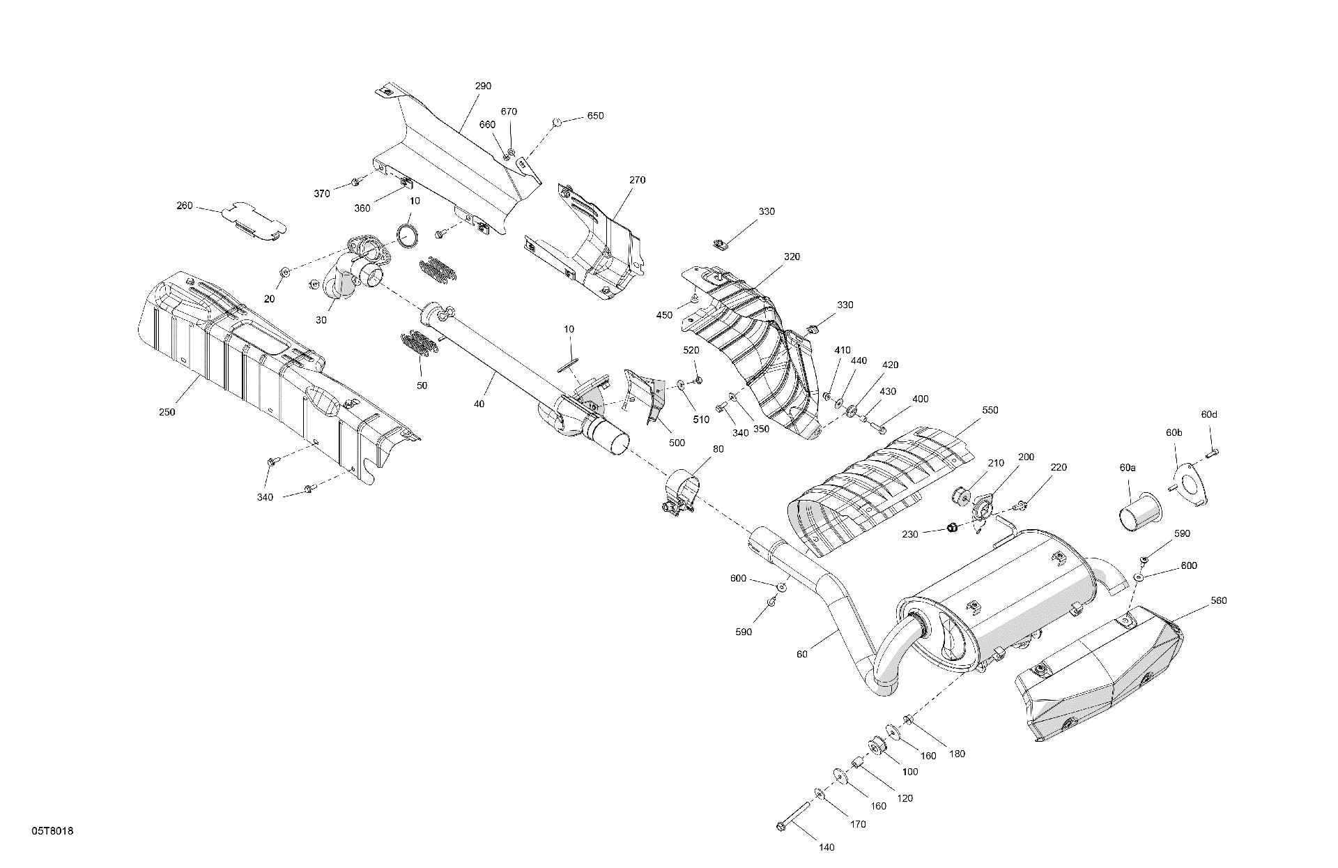 An Image of a Genuine Can-Am Parts Schematic Diagram showing the schematic - ENGINE - EXHAUST