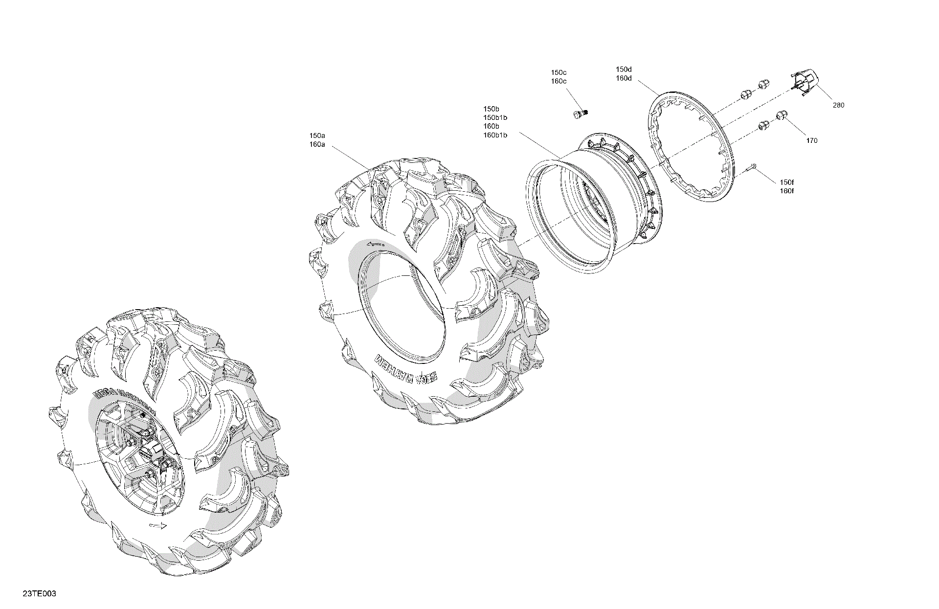 An Image of a Genuine Can-Am Parts Schematic Diagram showing the schematic - DRIVE - REAR WHEELS