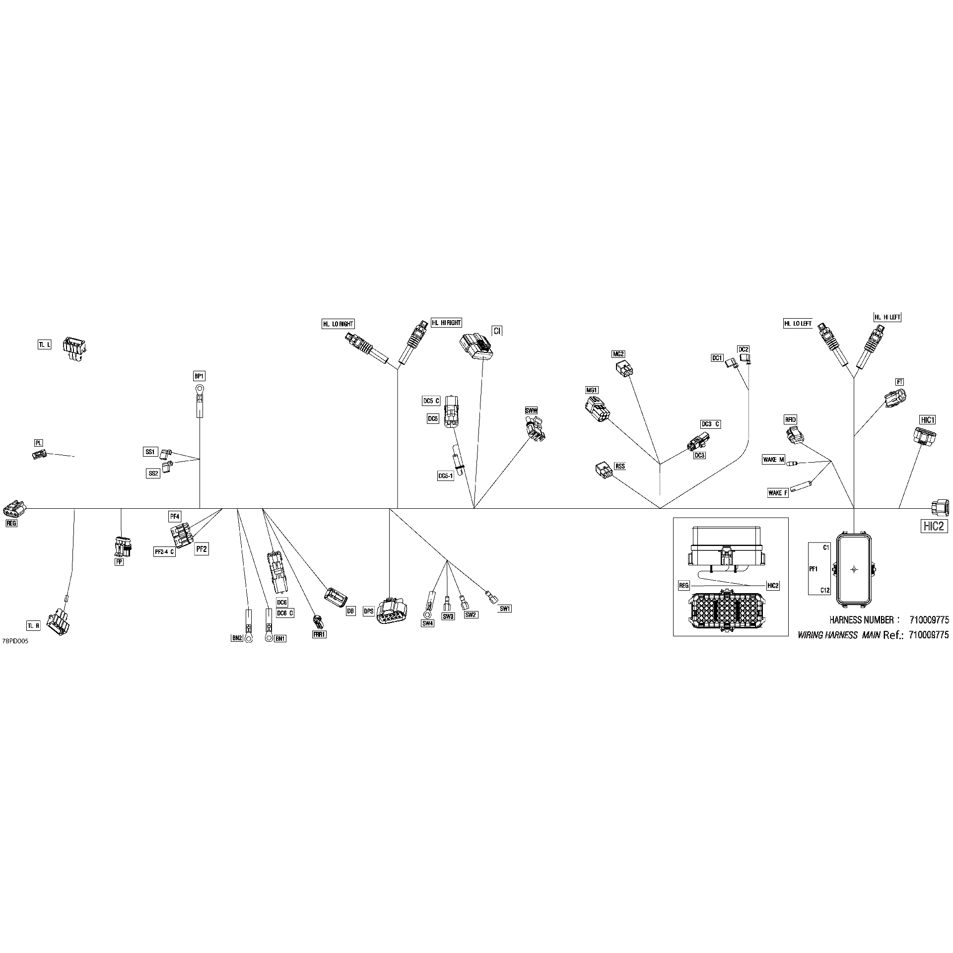 An Image of a Genuine Can-Am Parts Schematic Diagram showing the schematic - ELECTRIC - MAIN HARNESS