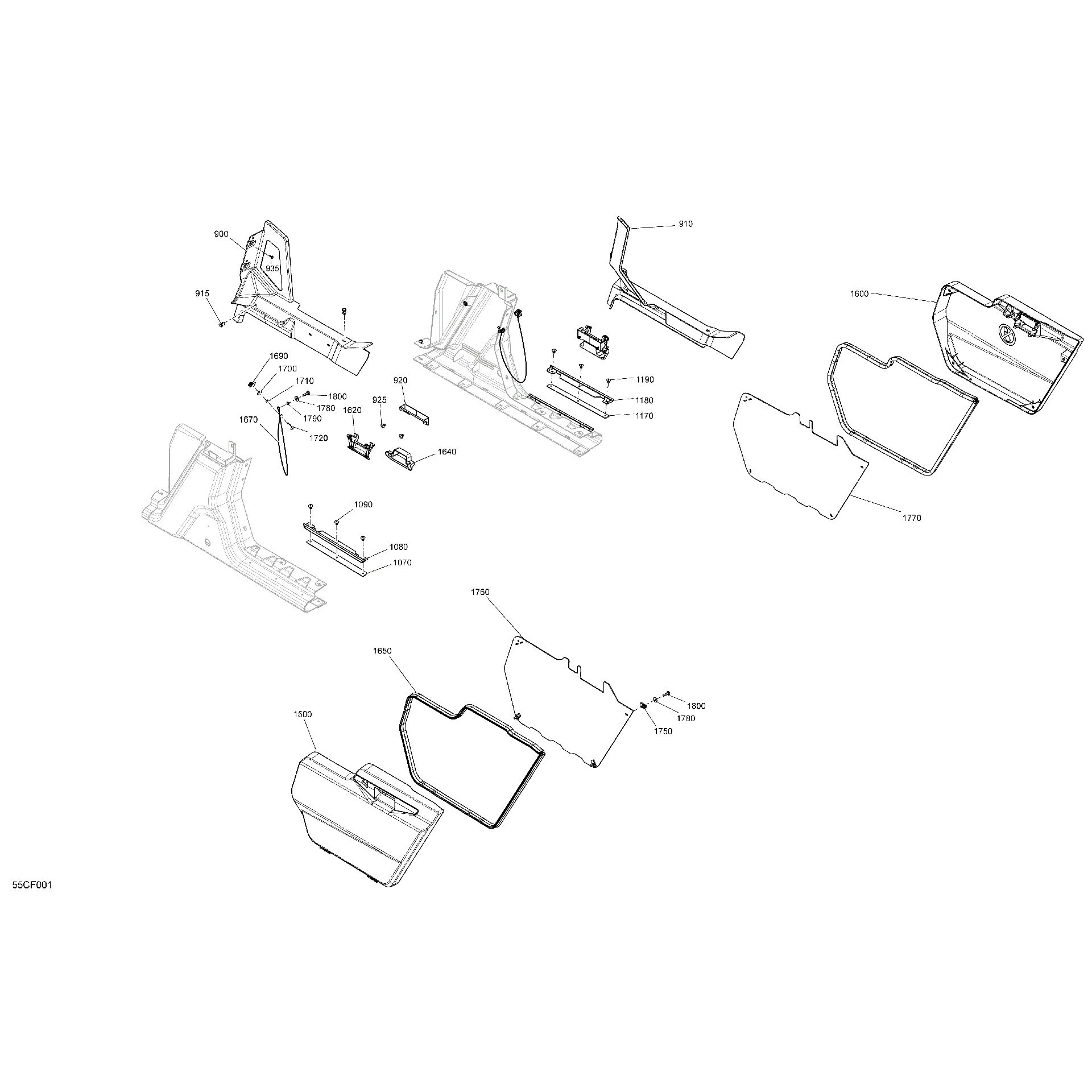 An Image of a Genuine Can-Am Parts Schematic Diagram showing the schematic - BODY - SIDE PANELS