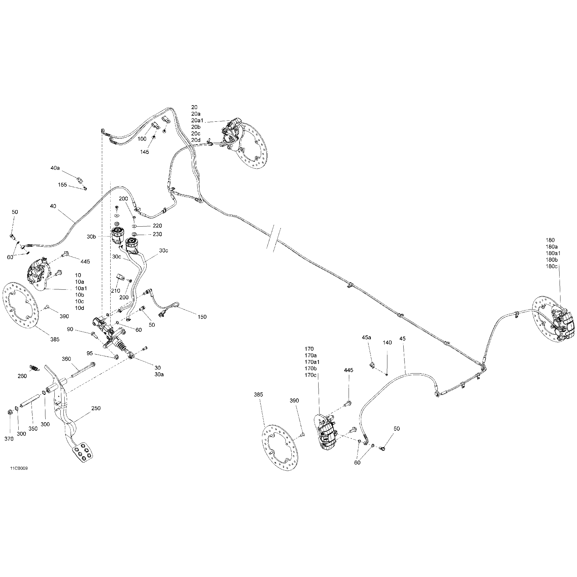 An Image of a Genuine Can-Am Parts Schematic Diagram showing the schematic - MECHANIC - BRAKE SYSTEM