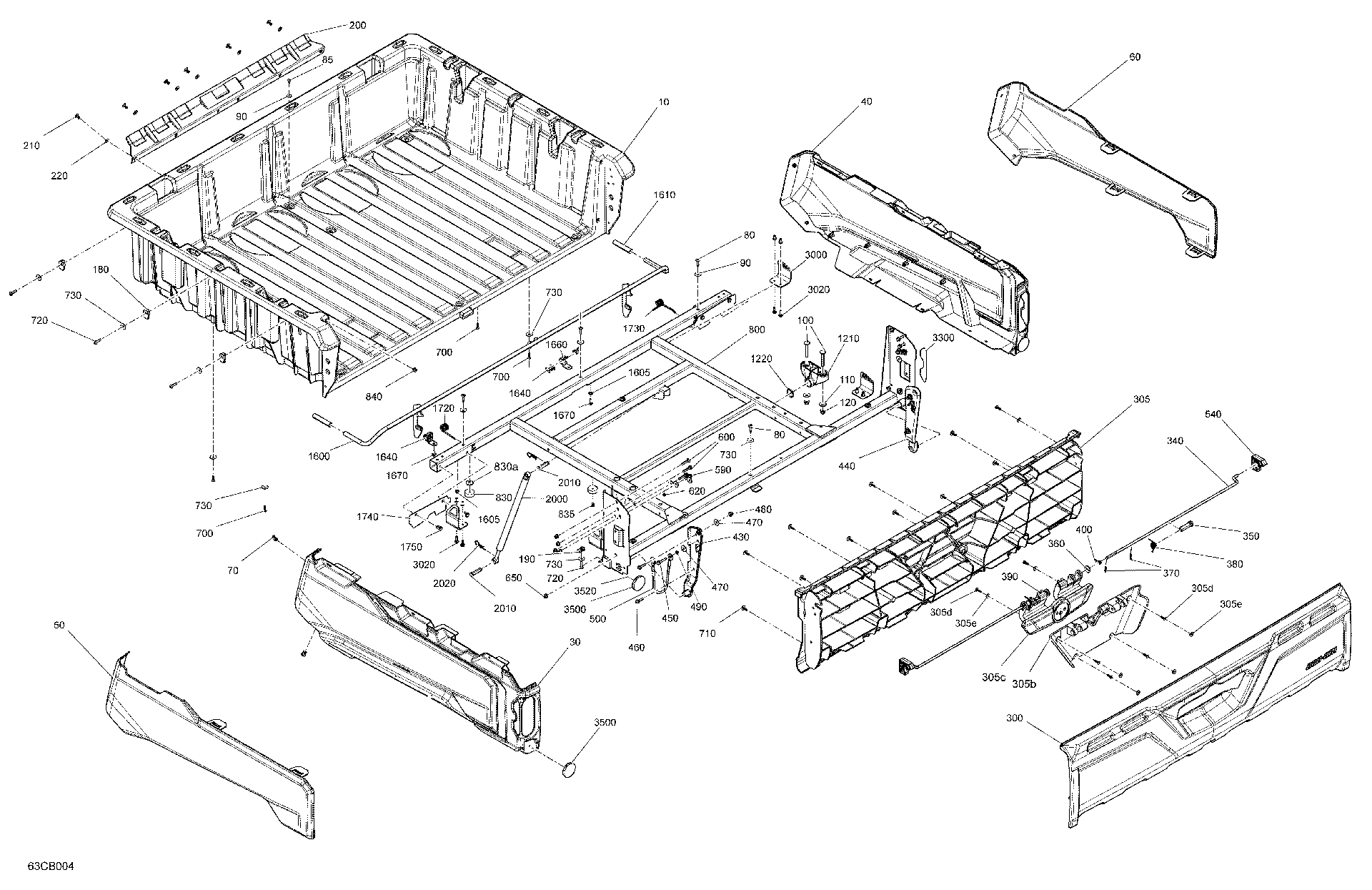 An Image of a Genuine Can-Am Parts Schematic Diagram showing the schematic - BODY - CARGO