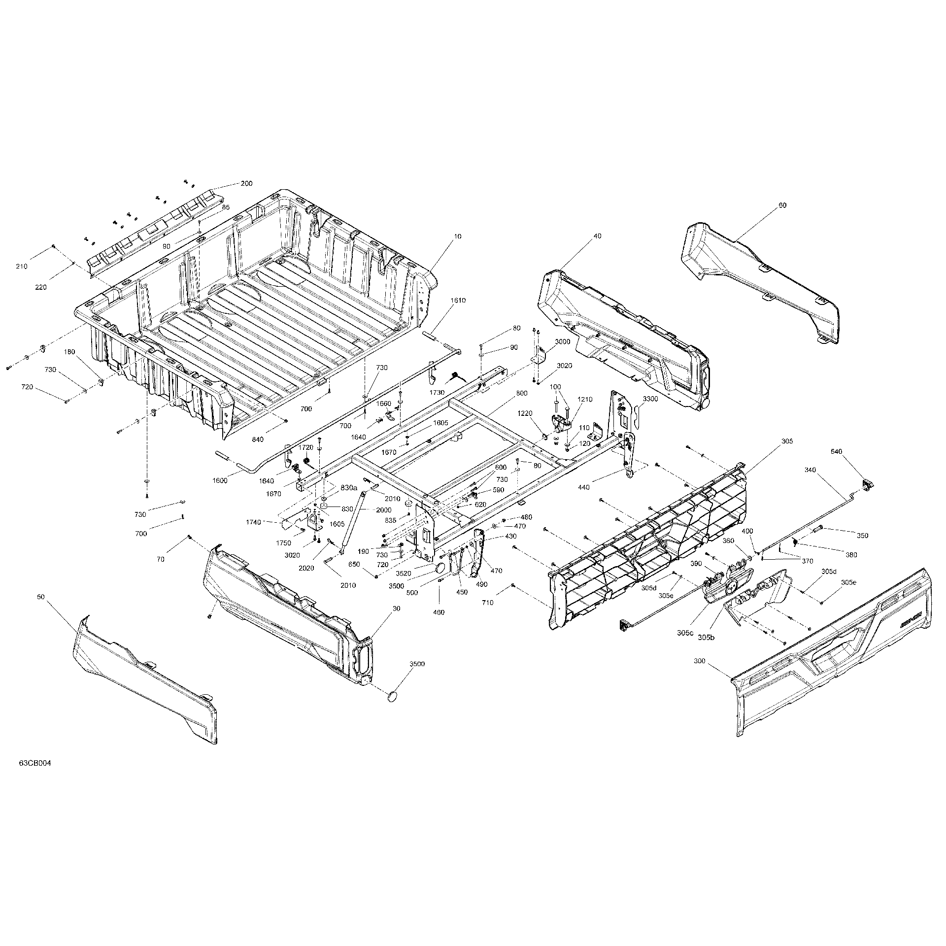 An Image of a Genuine Can-Am Parts Schematic Diagram showing the schematic - BODY - CARGO