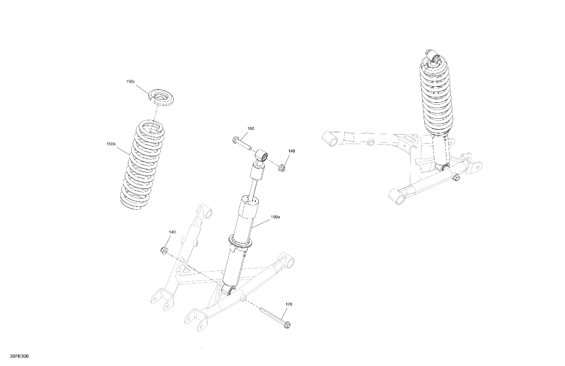 An Image of a Genuine Can-Am Parts Schematic Diagram showing the schematic - SUSPENSION - REAR SHOCKS