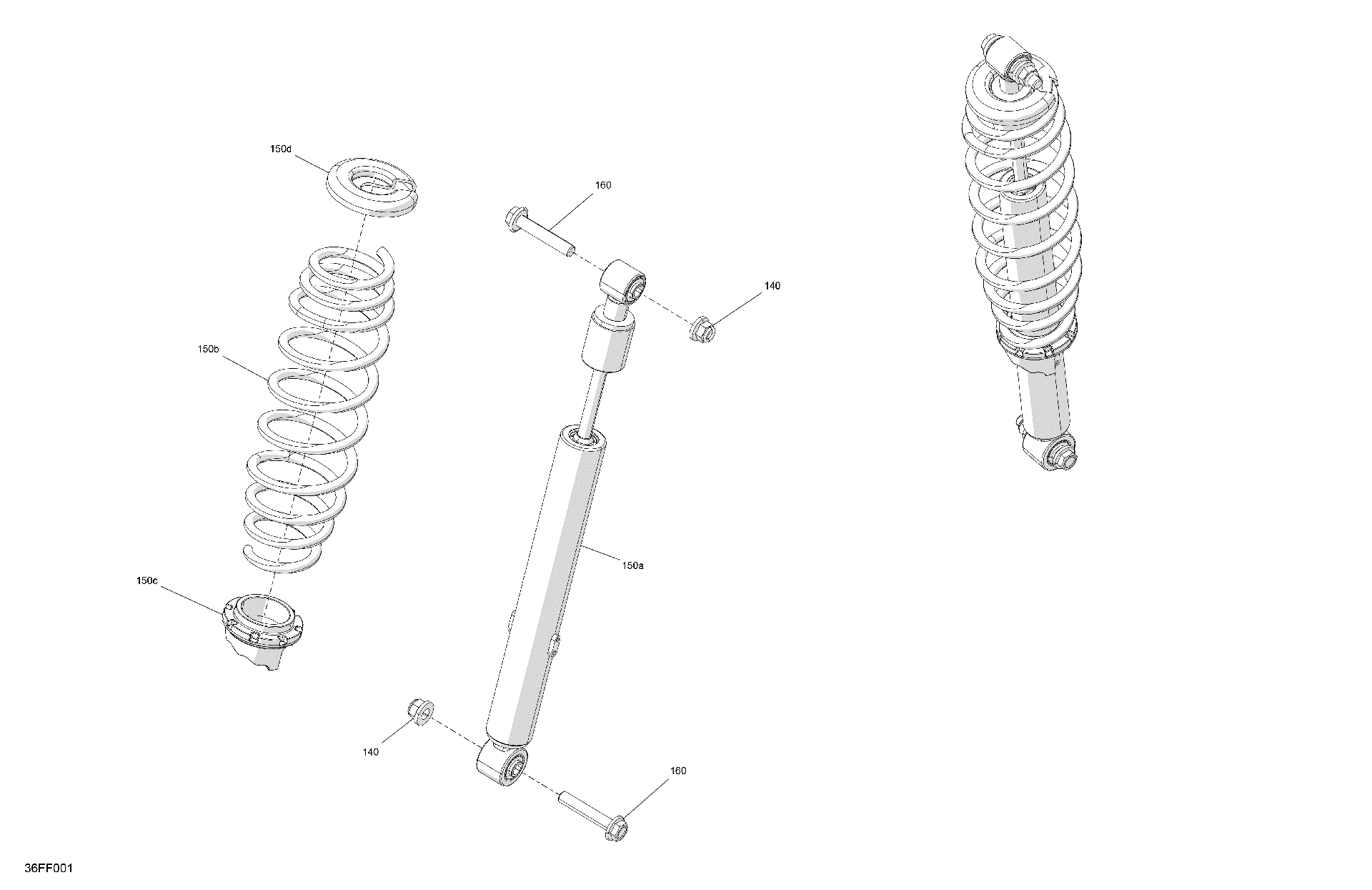 An Image of a Genuine Can-Am Parts Schematic Diagram showing the schematic - SUSPENSION - REAR SHOCKS