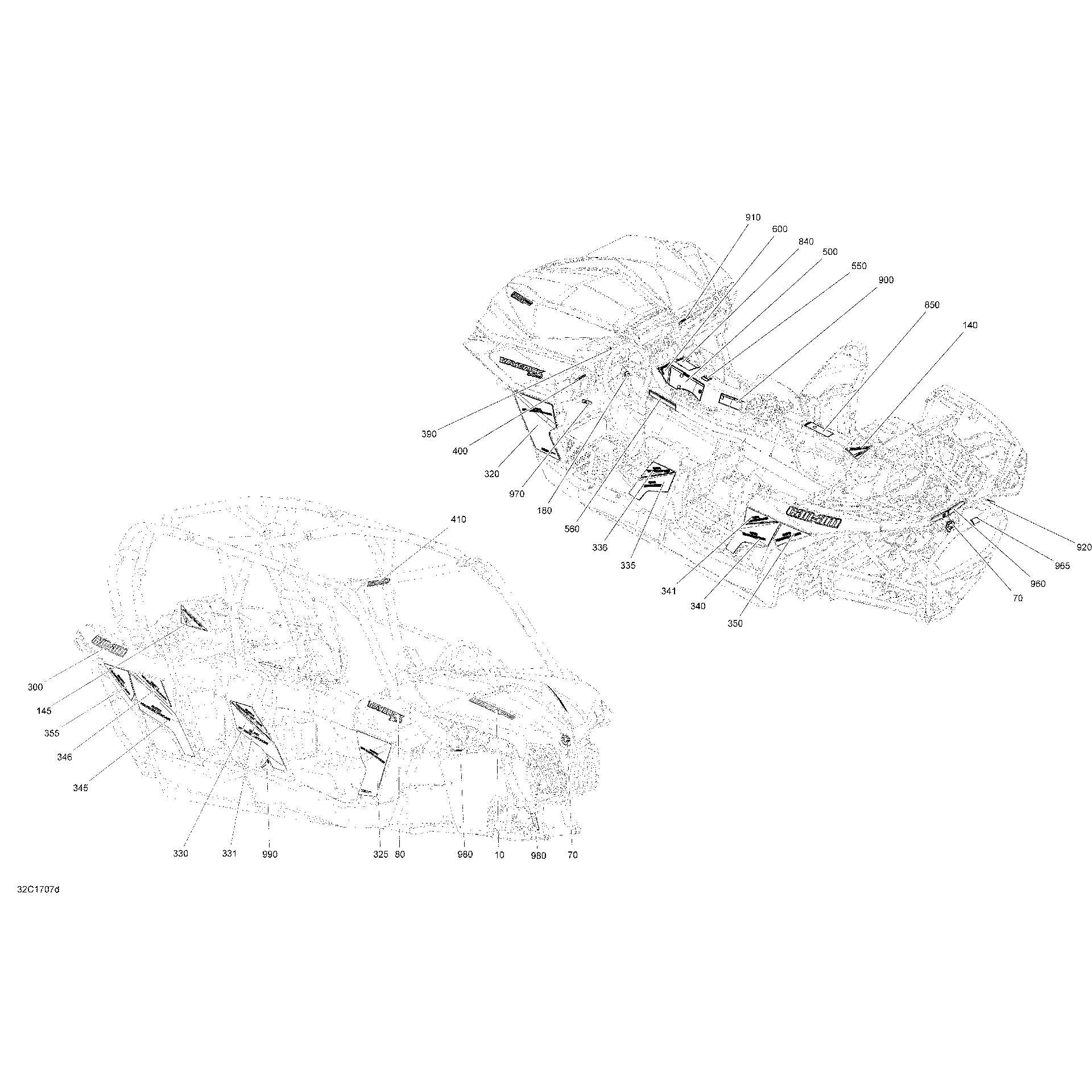 An Image of a Genuine Can-Am Parts Schematic Diagram showing the schematic - DECALS - TURBO