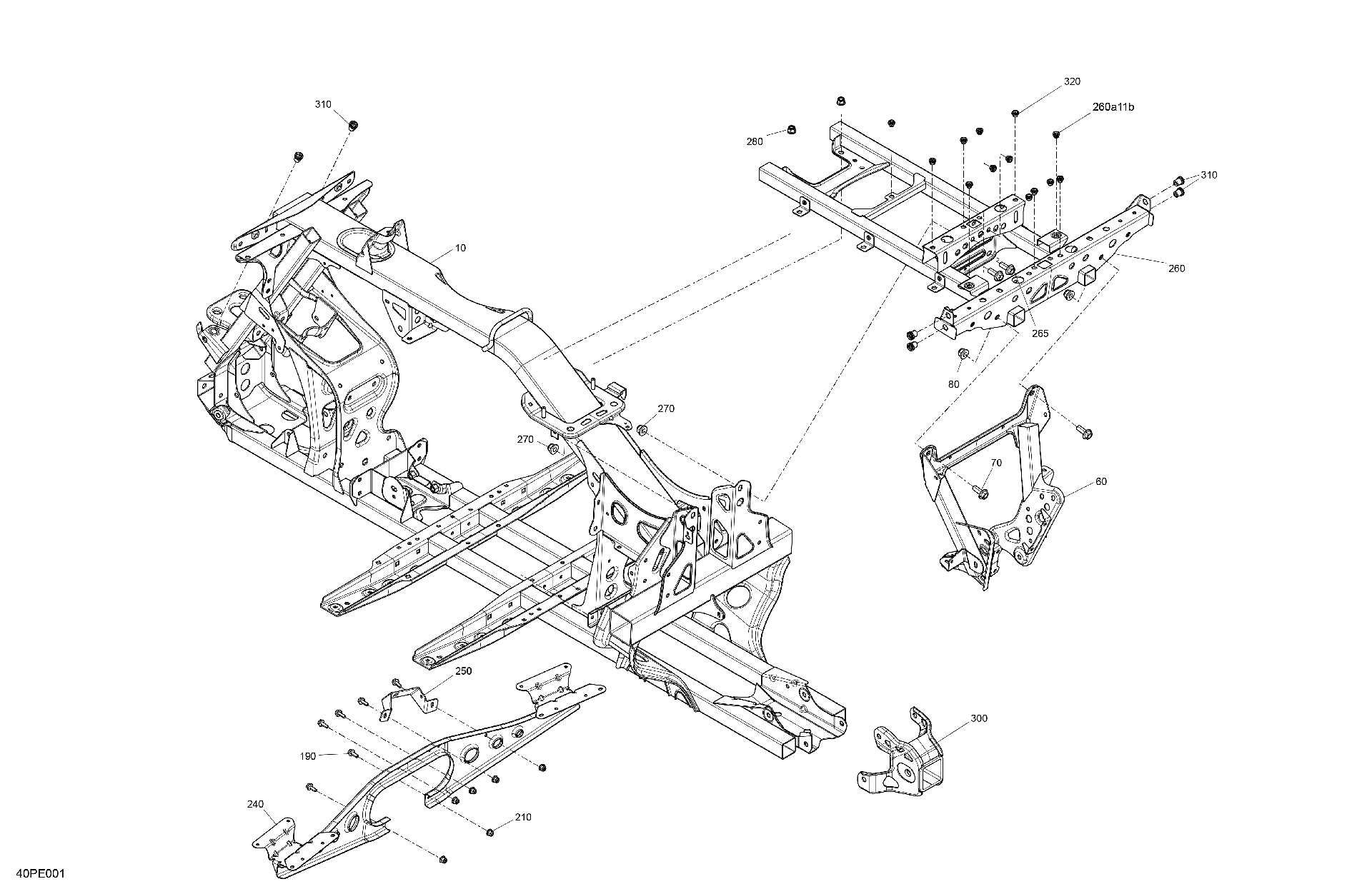 An Image of a Genuine Can-Am Parts Schematic Diagram showing the schematic - FRAME - SYSTEM