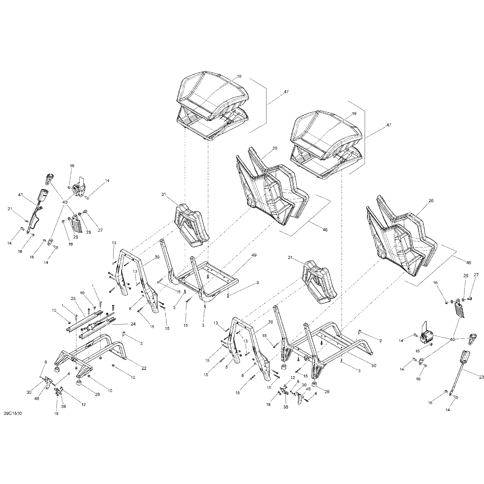 An Image of a Genuine Can-Am Parts Schematic Diagram showing the schematic - SEAT _29S1510