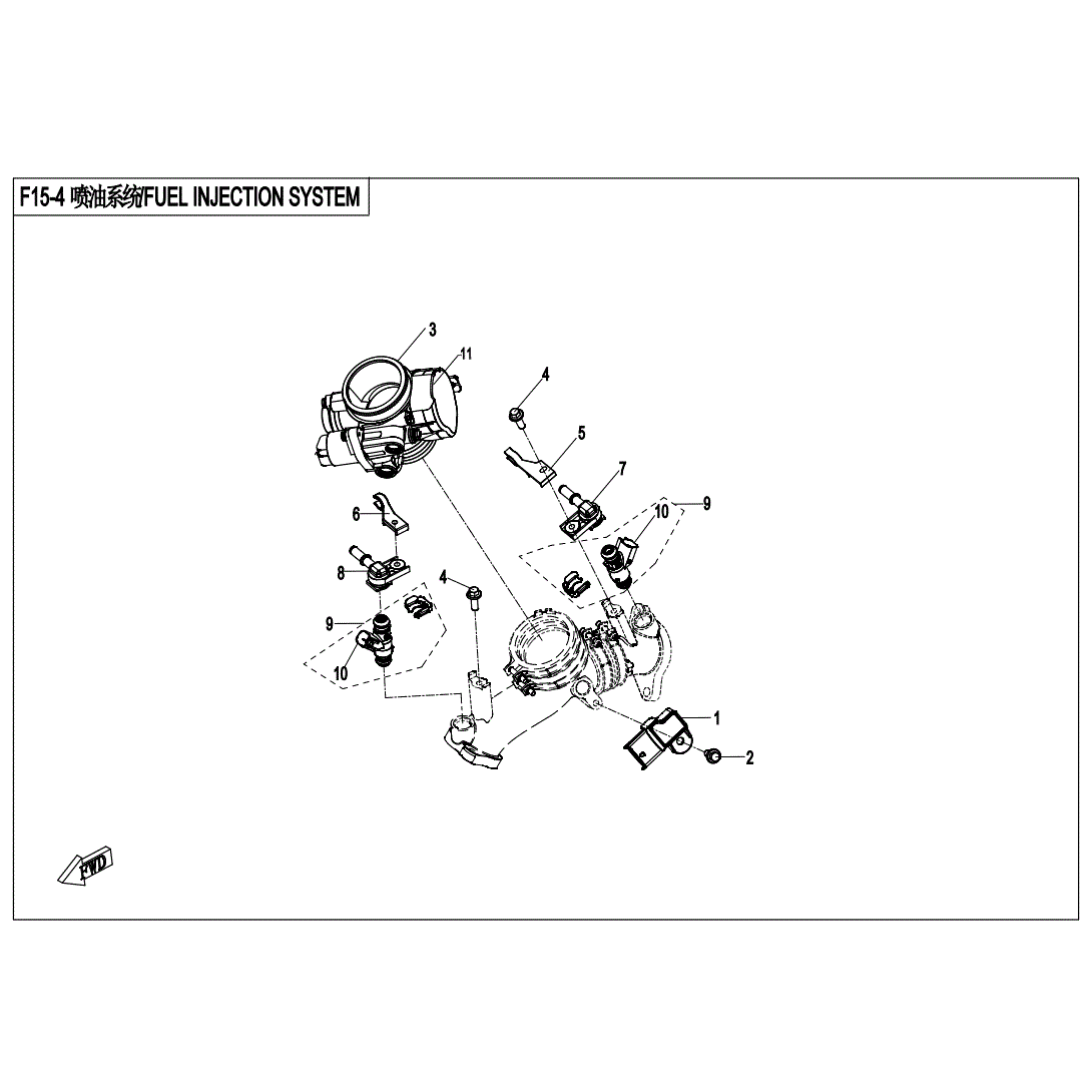 An Image of a Genuine CFMOTO Parts Schematic Diagram showing the schematic - FUEL INJECTION SYSTEM - 2021 CFMOTO UFORCE 800