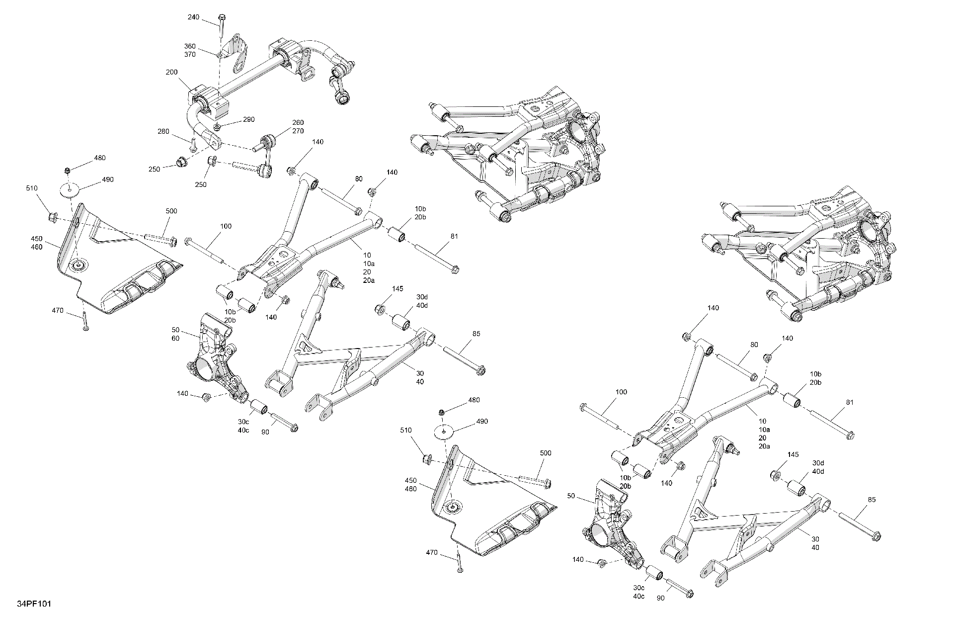 An Image of a Genuine Can-Am Parts Schematic Diagram showing the schematic - SUSPENSION - REAR COMPONENTS
