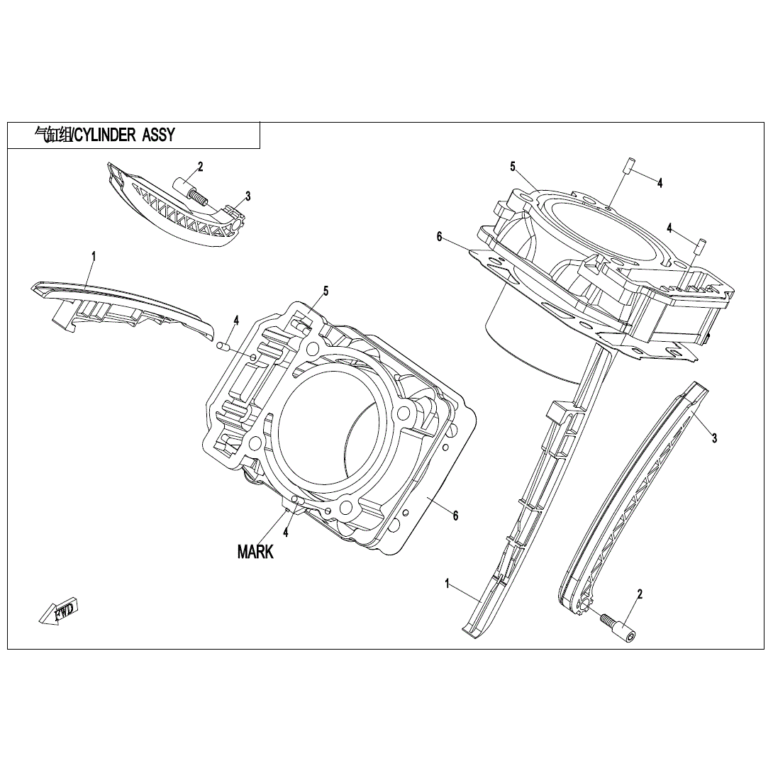 An Image of a genuine CFMOTO Parts Schematic Diagram showing the group - CYLINDER BODY - 2021 CFMOTO CFORCE 800 XC