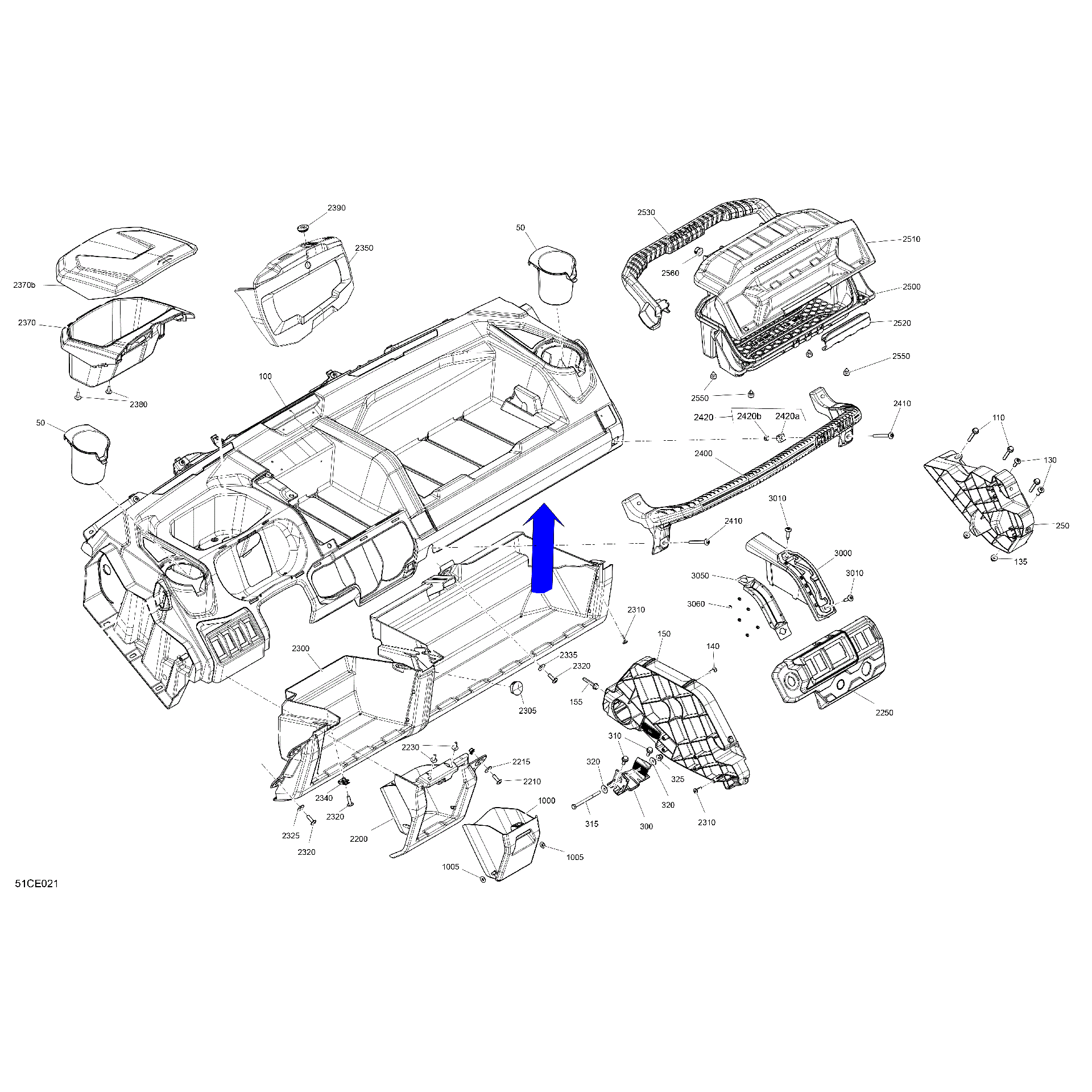 An Image of a Genuine Can-Am Parts Schematic Diagram showing the schematic - CAB INTERIOR - DASHBOARD