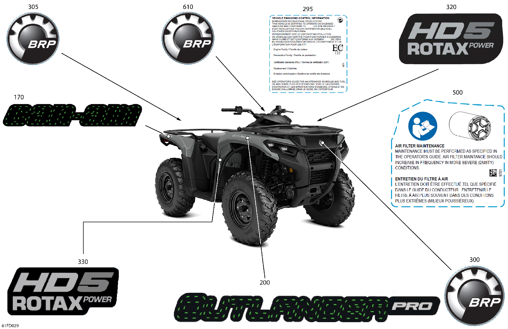 An Image of a Genuine Can-Am Parts Schematic Diagram showing the schematic - BODY - FEATURE DECALS