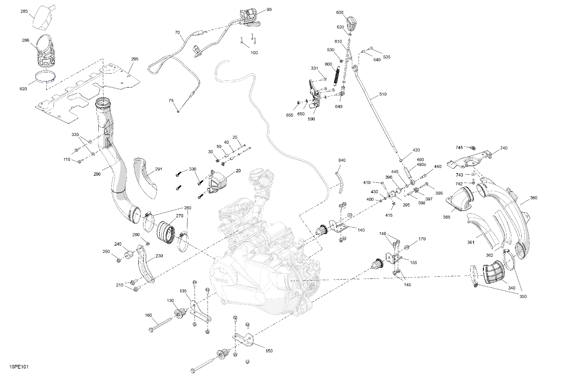 An Image of a Genuine Can-Am Parts Schematic Diagram showing the schematic - ENGINE - SYSTEM